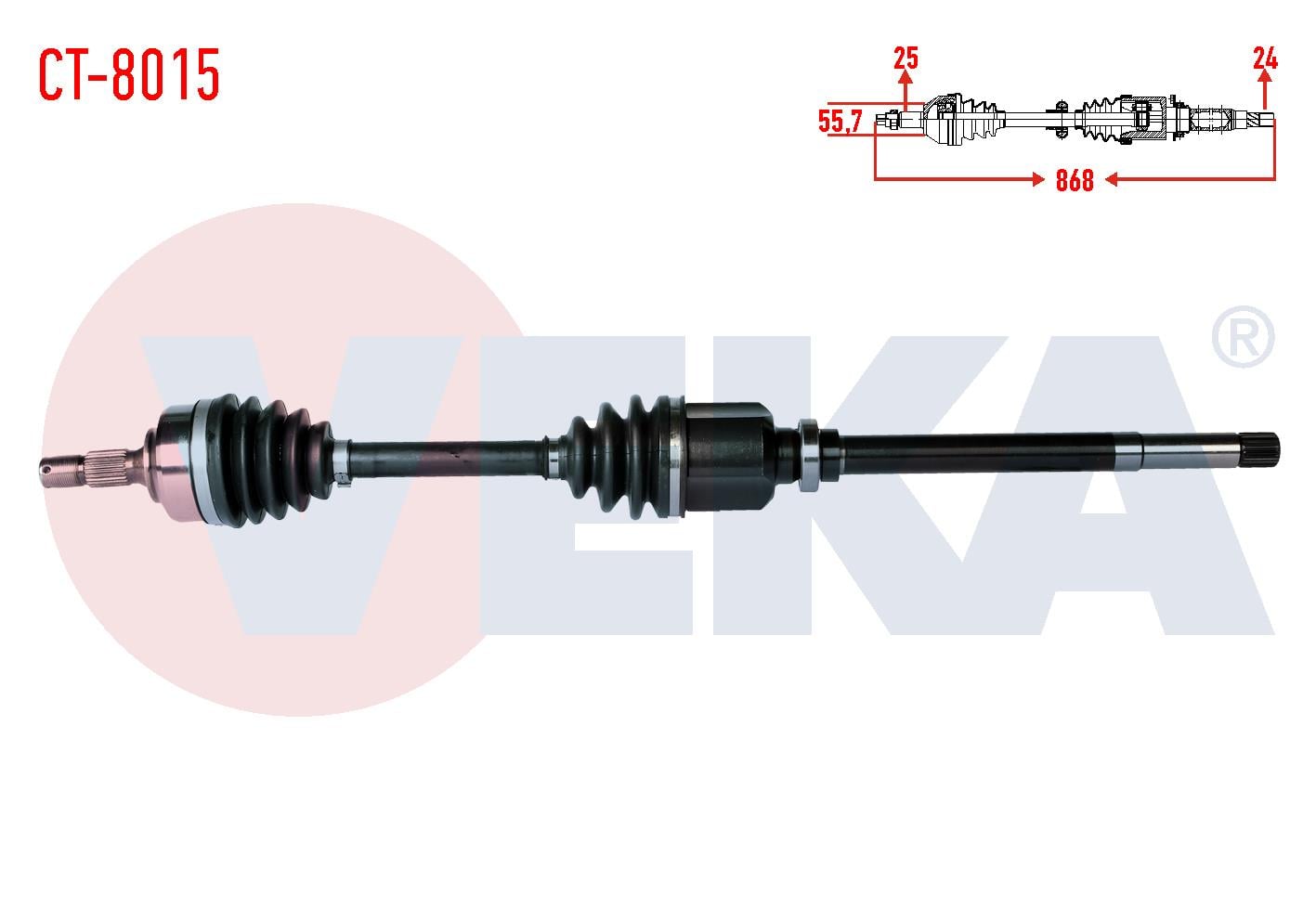 KOMPLE AKS SAG ON PEUGEOT PARTNER (5,5F) 1.9 D UZUNLUK 868mm 1996-2008