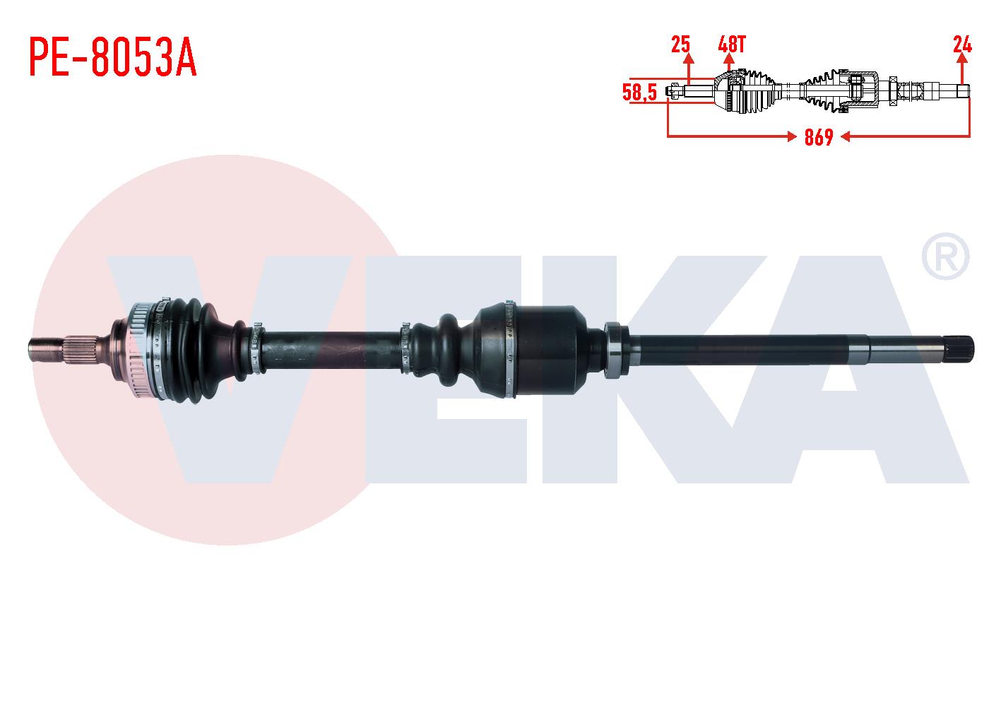 KOMPLE AKS SAG ON PEUGEOT PARTNER (ORTA KASA) 1.6 HDI ABSLI 48 DIS UZUNLUK 869mm 2003-2008