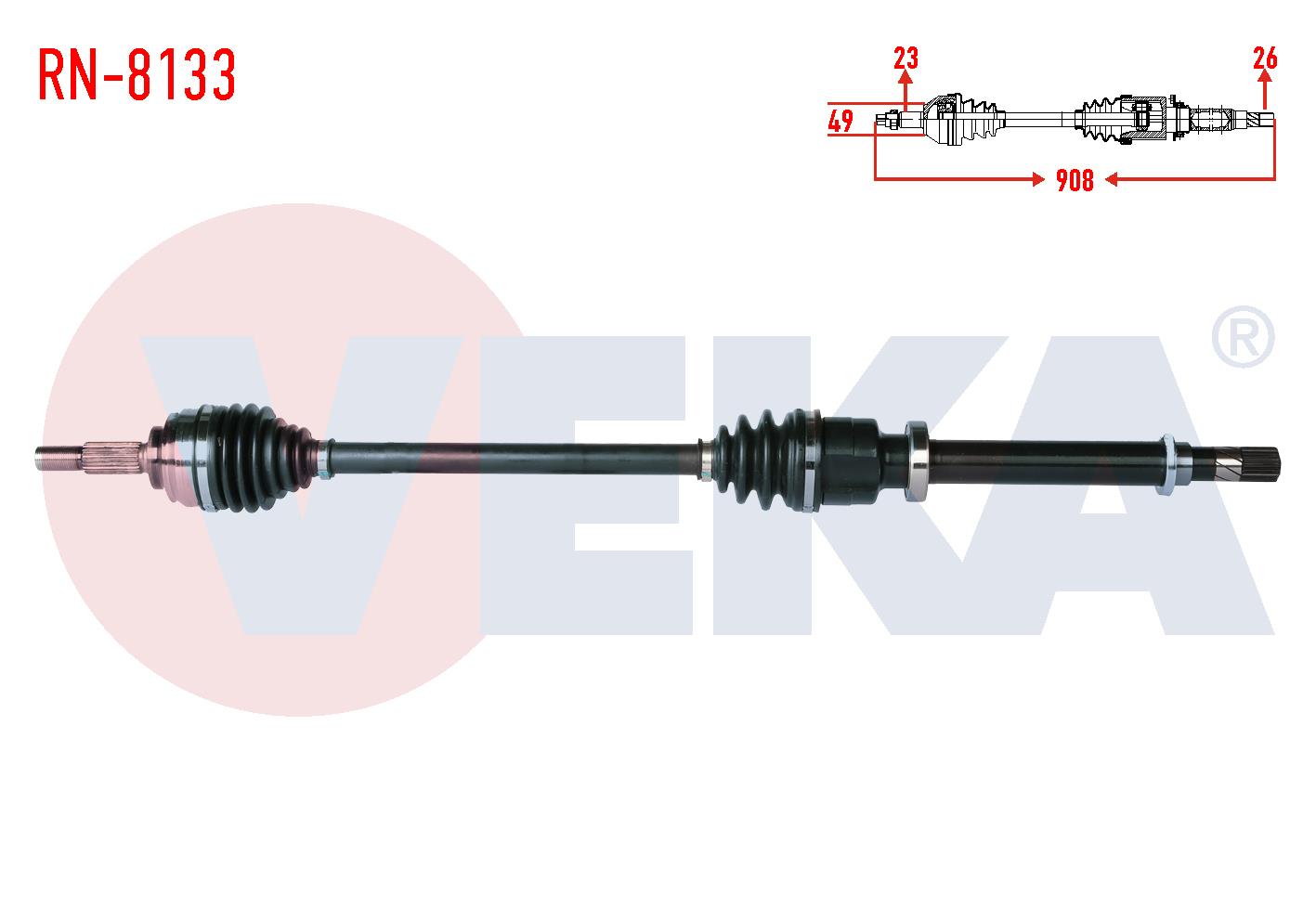 KOMPLE AKS SAG ON RENAULT CLIO IV 1.2 16v UZUNLUK 908mm 2012-