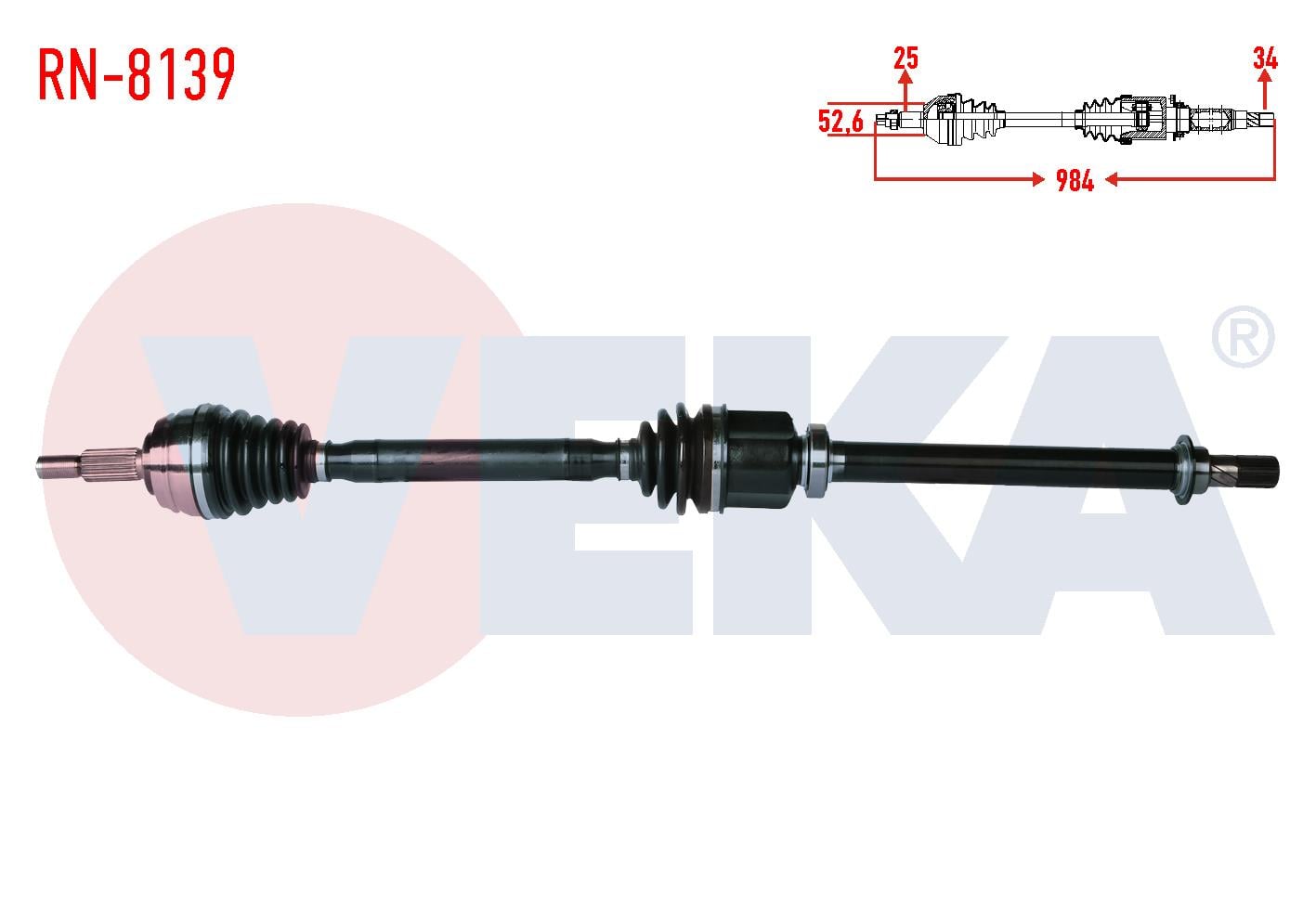KOMPLE AKS SAG ON RENAULT FLUENCE (L30) 1.5 DCI 6 VITES A-T UZUNLUK 984 mm 2009-