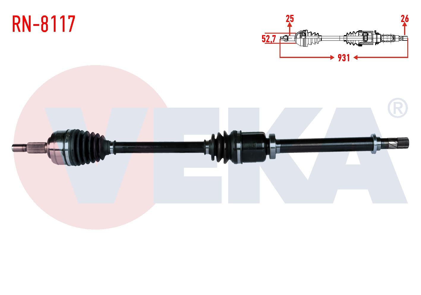 KOMPLE AKS SAG ON RENAULT FLUENCE (L30) 1.5 DCI 6 VITES UZUNLUK 931mm 2009-