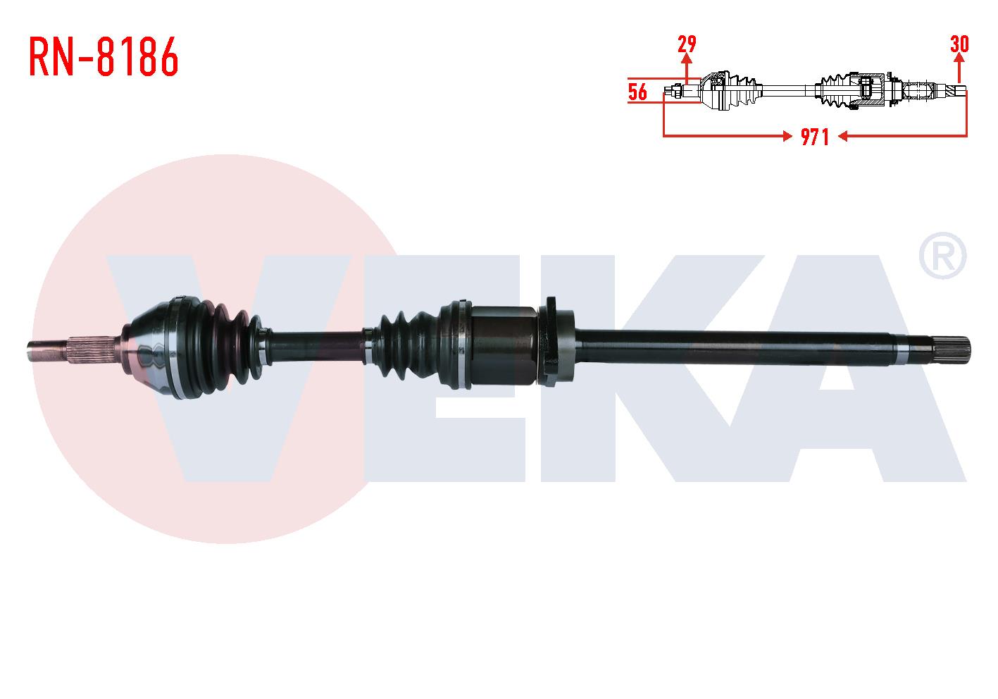 KOMPLE AKS SAG ON RENAULT KOLEOS (HY_) 2.0 DCI A-T UZUNLUK 971mm 2008-2014