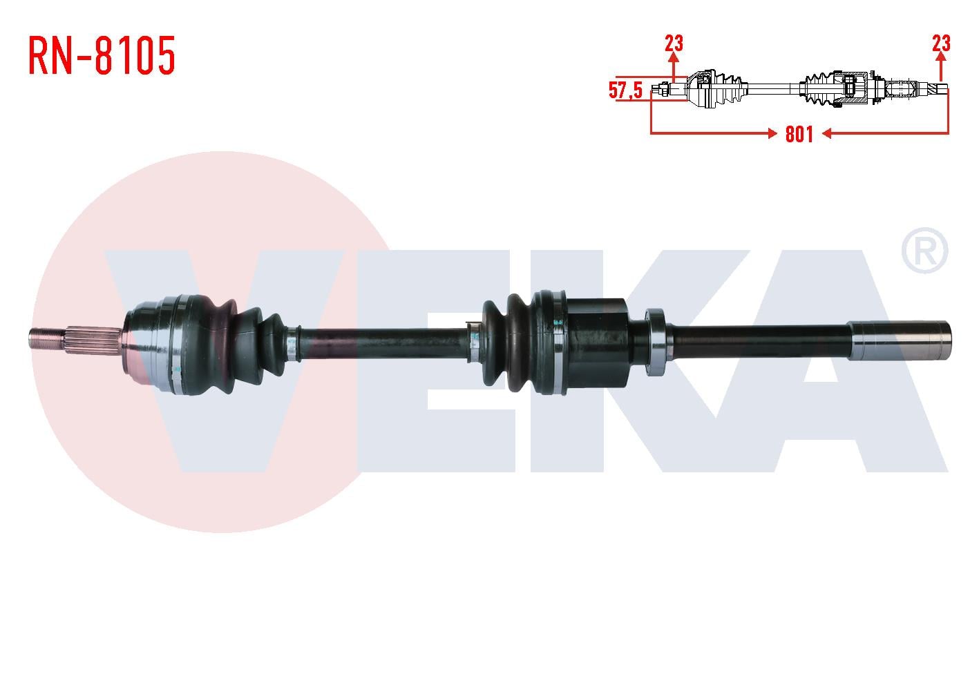 KOMPLE AKS SAG ON RENAULT LAGUNA I (B56-556) 2.0i 16v (N7Q MOTOR) A-T/M-T 2.0 16v UZUNLUK 801 mm 1993-2001