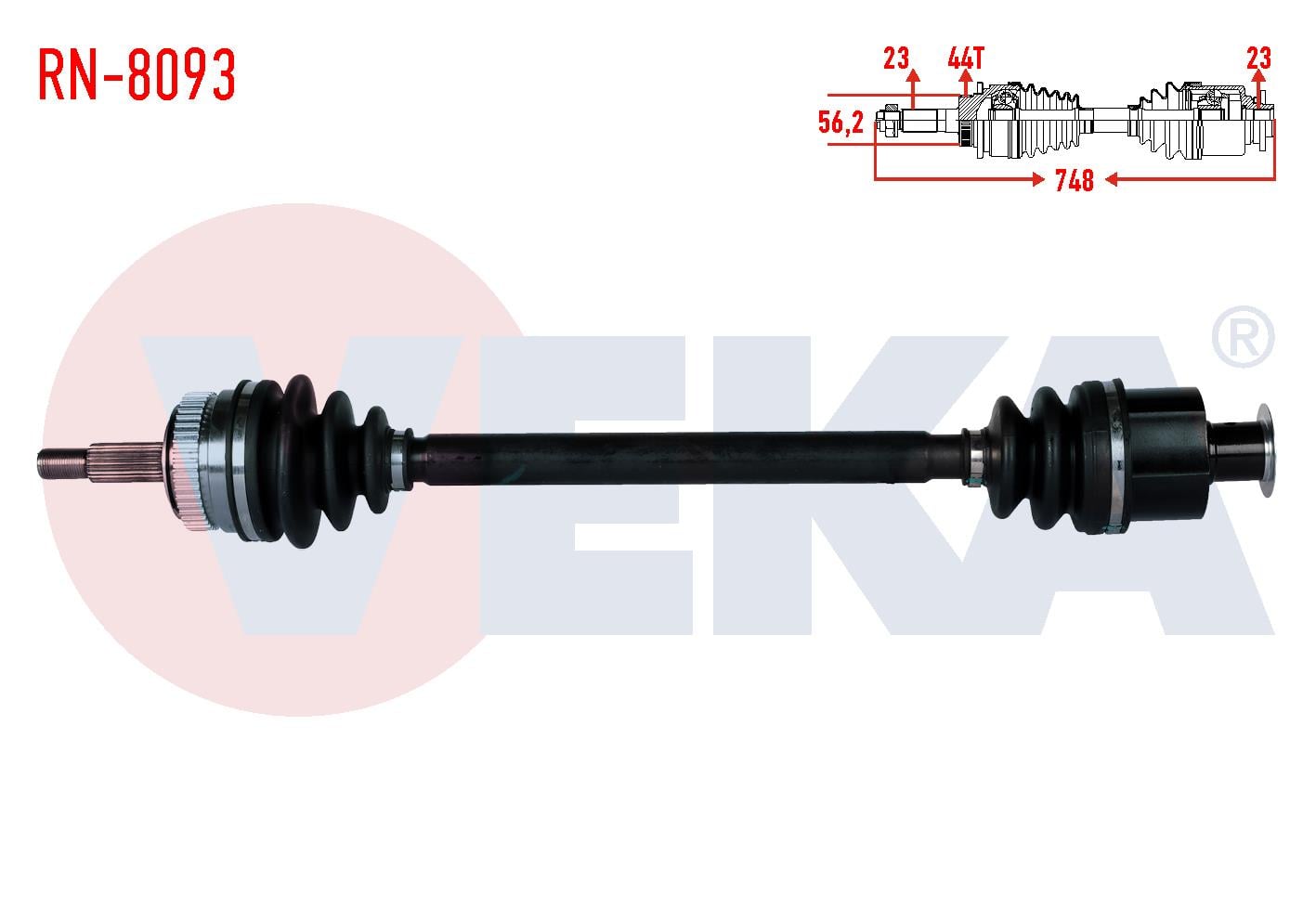 KOMPLE AKS SAG ON RENAULT LAGUNA I (B56,556) 1.8i ABSLI 44 DIS UZUNLUK 748mm 1993-2001