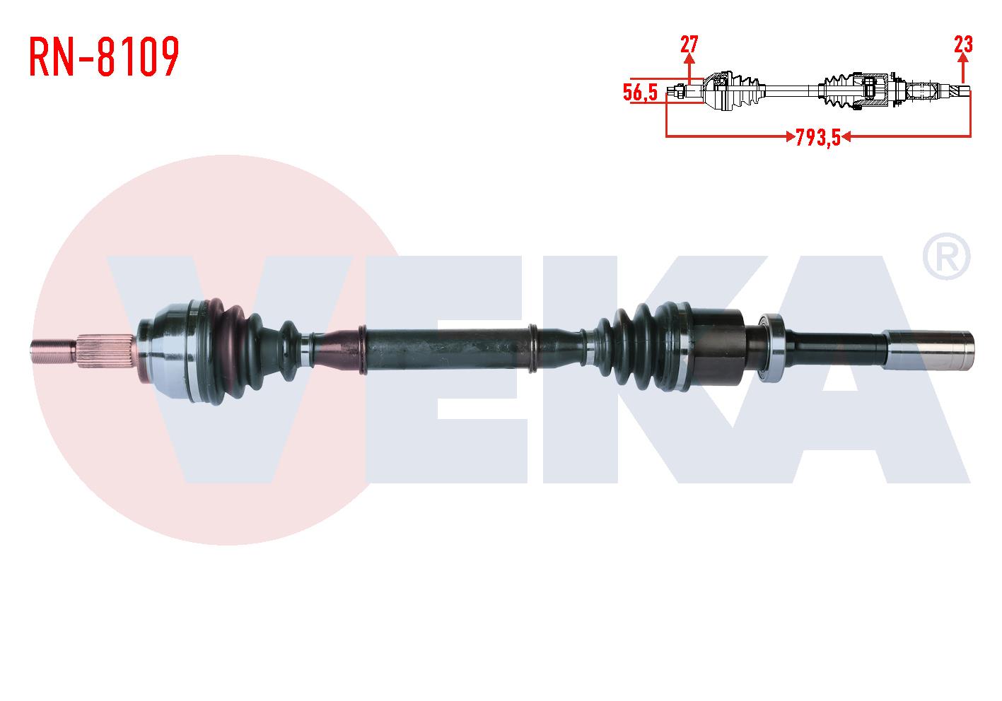 KOMPLE AKS SAG ON RENAULT LAGUNA II (BG0/1) 1.6i 16v M-T JH3 SANZIMAN UZUNLUK 793,5mm 2001-2007