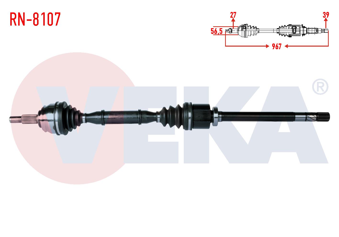 KOMPLE AKS SAG ON RENAULT LAGUNA II (BG0/1) 1.9 DCI 6 VITES M-T UZUNLUK 967mm 2001-2007