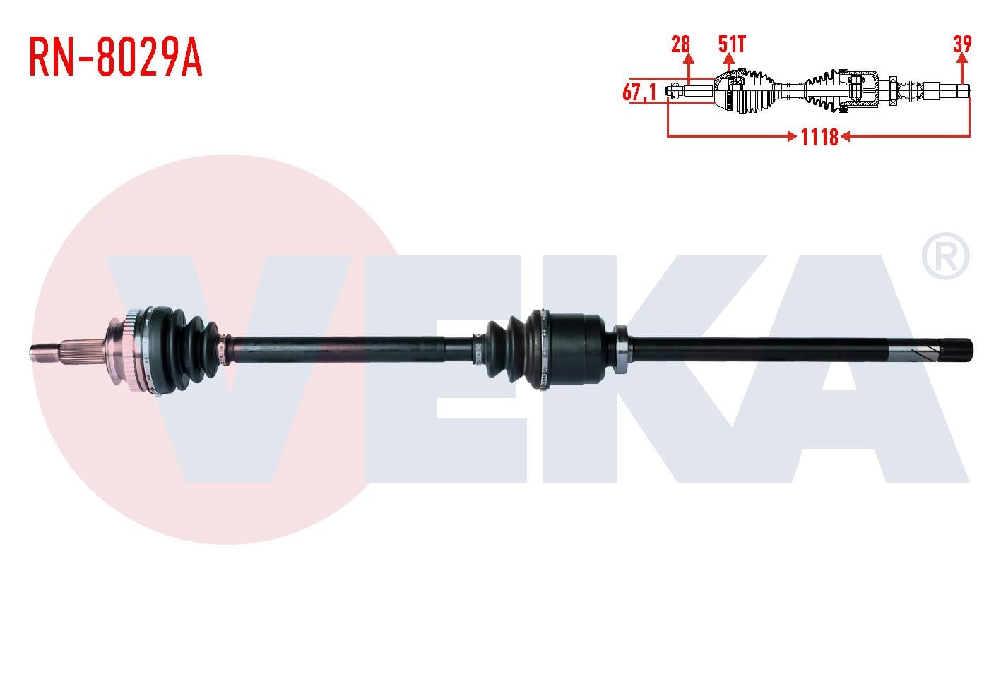 KOMPLE AKS SAG ON RENAULT MASTER II (FD) 2.5 D S8U ABSLI 51 DIS UZUNLUK 1118mm 1998-2010