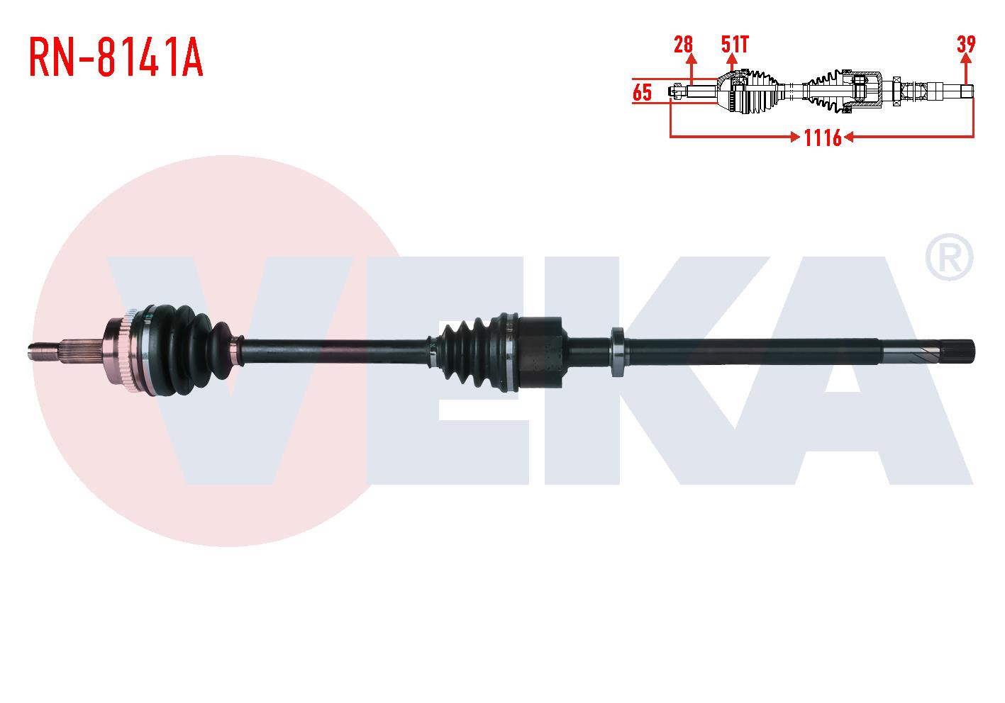 KOMPLE AKS SAG ON RENAULT MASTER II (FD) 2.5 DCI ABSLI 51 DIS 28X39 UZUNLUK 1116 mm 2006-2010