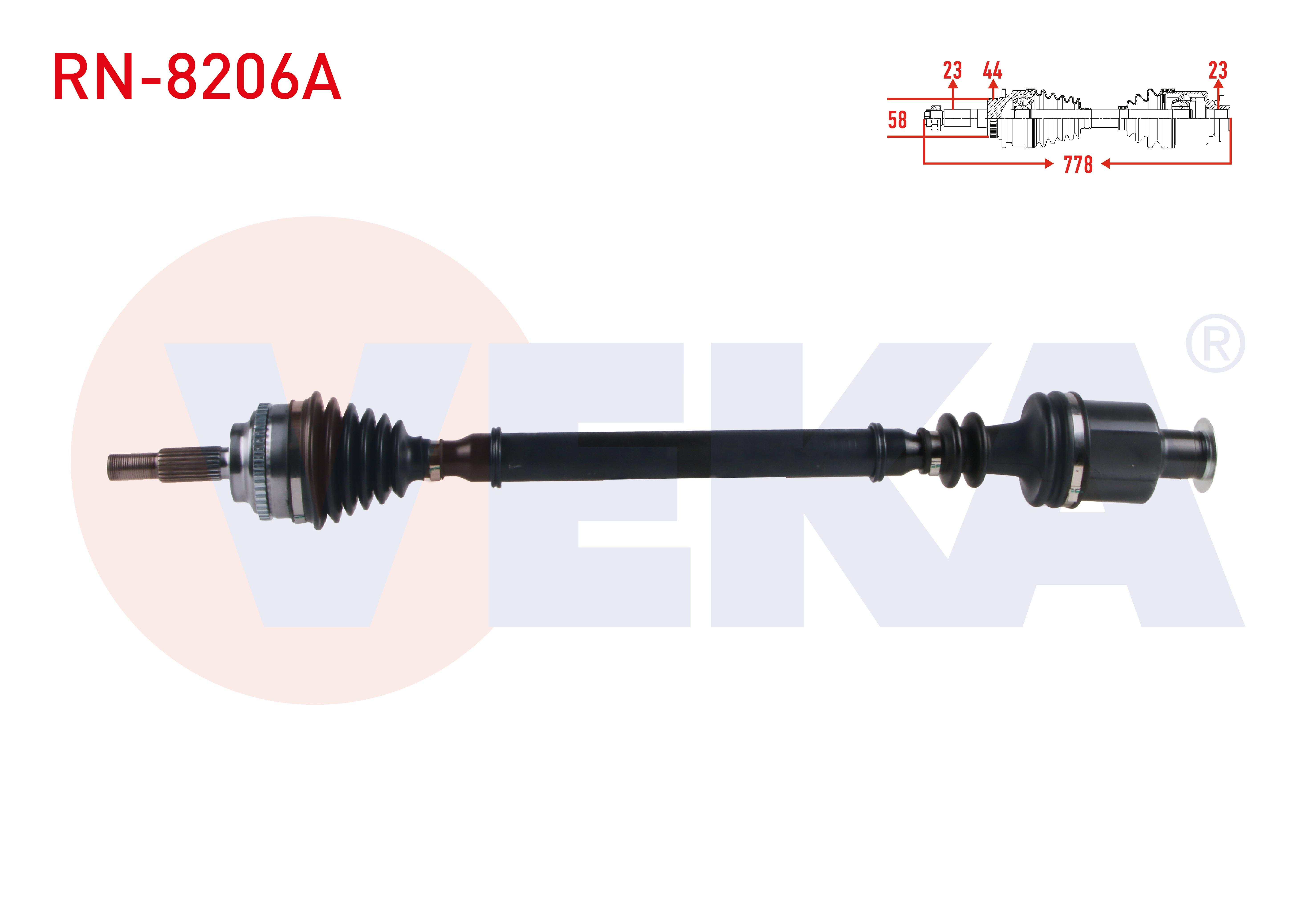 KOMPLE AKS SAG ON RENAULT MEGANE I (BA0/1) 1.6i 16v A-T ABSLI 44 DIS UZUNLUK 778 mm 1996-2003