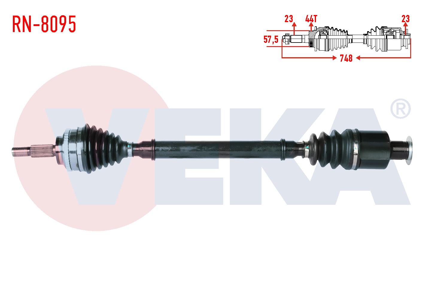 KOMPLE AKS SAG ON RENAULT MEGANE I (BA0/1) 1.9 DT ABSLI 44 DIS UZUNLUK 748mm 1996-2003