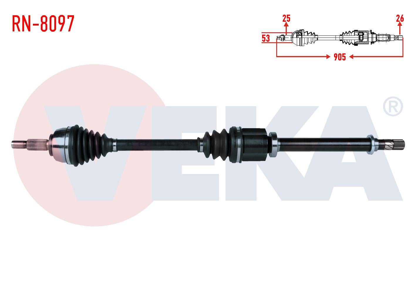 KOMPLE AKS SAG ON RENAULT MEGANE II (BM0/1,CM0/1) 1.5 DCI M-T 6 VITES UZUNLUK 905mm 2002-2008