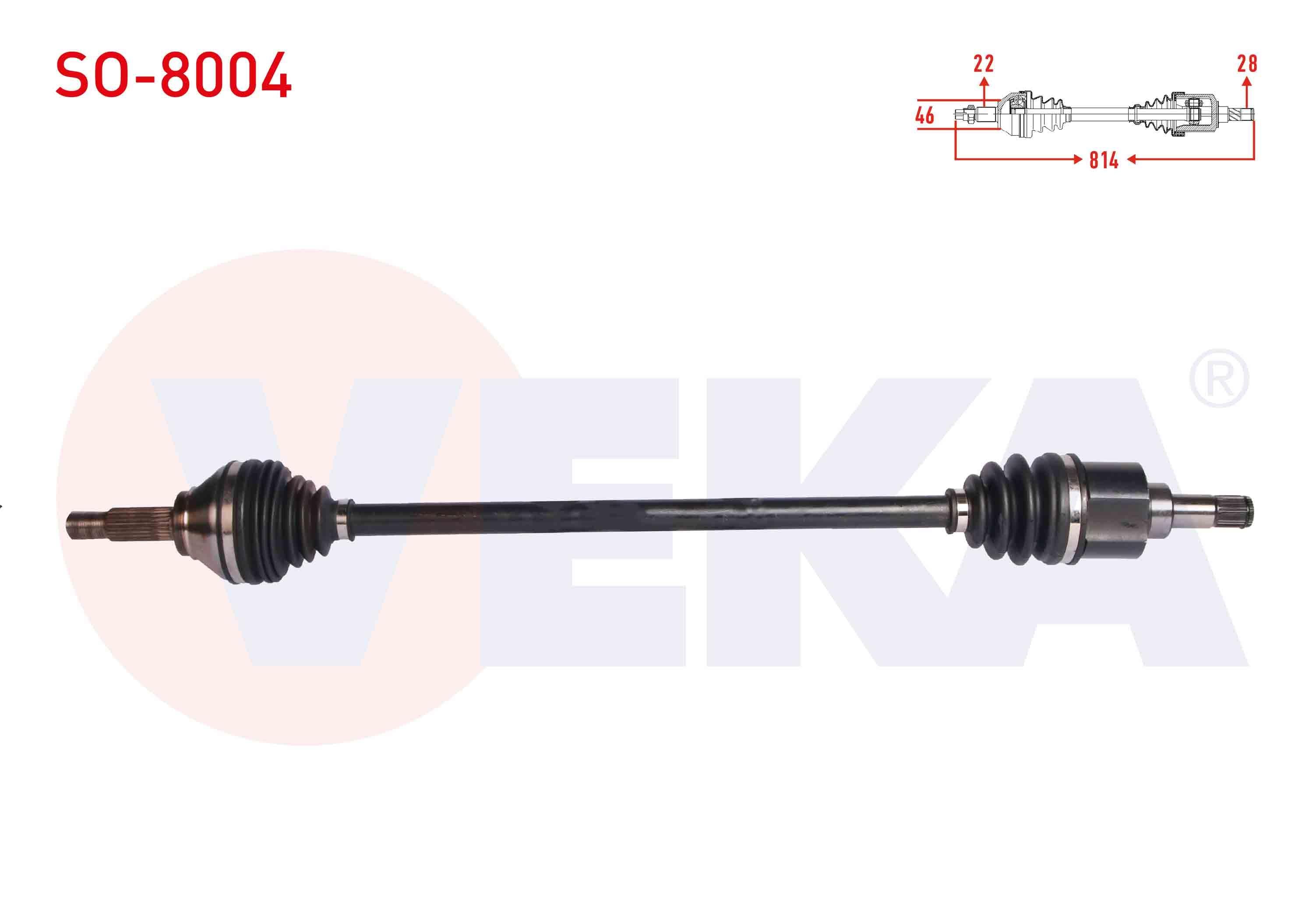 KOMPLE AKS SAG ON SKODA CITIGO 1.0 A-T/M-T UZUNLUK 814 mm 2011-