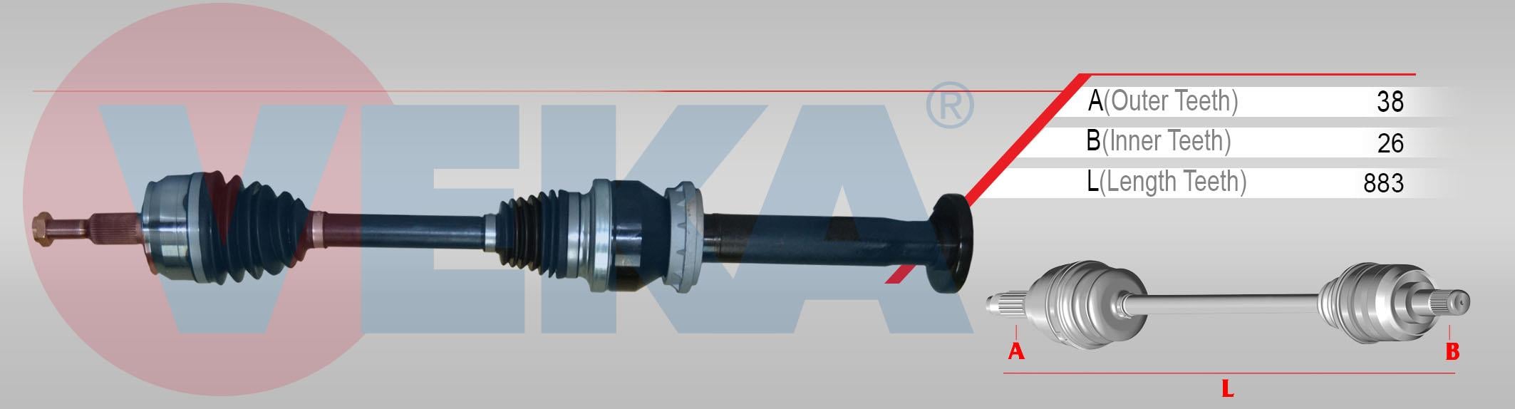 KOMPLE AKS SAĞ ÖN T6 2.0 TDI M-T UZUNLUK 883mm 2015-