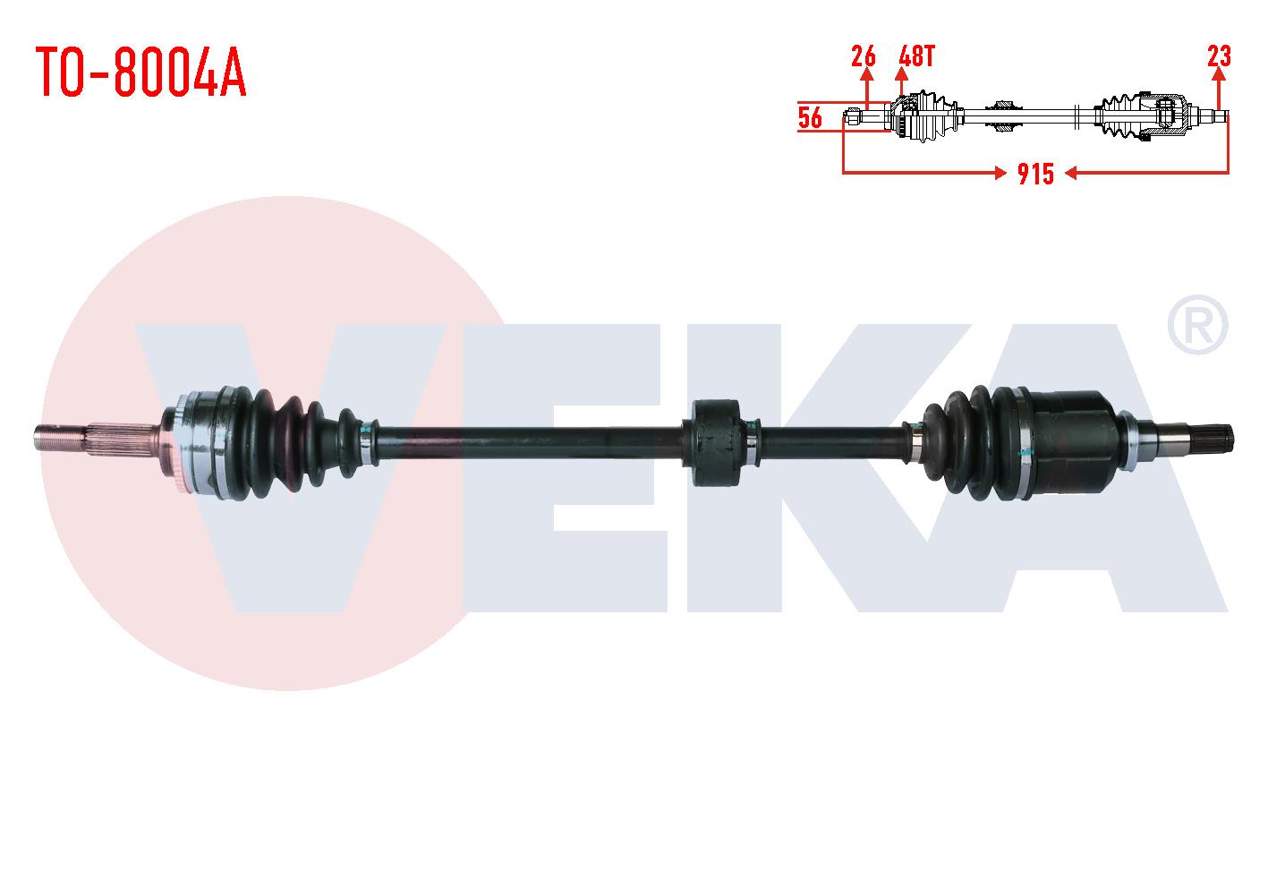 KOMPLE AKS SAG ON TOYOTA COROLLA (_E12_) 1.4 VVT-I ABSLI 48 DIS UZUNLUK 915mm 2002-2007