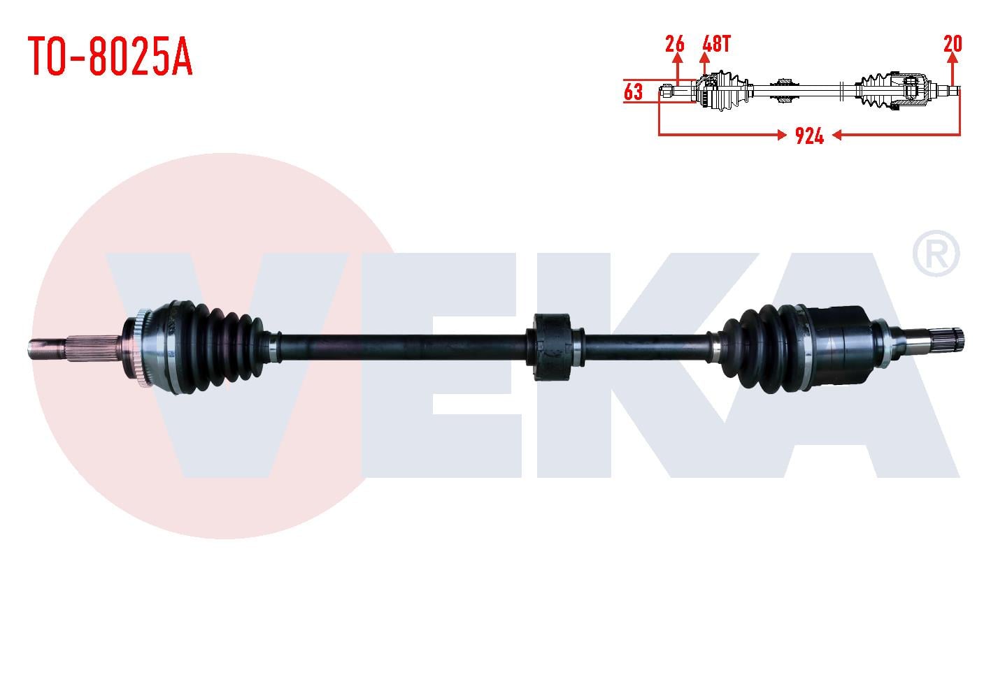 KOMPLE AKS SAG ON TOYOTA VERSO (ZER_, ZZE12_, R1_) 1.6 A-T/M-T ABSLI 48 DIS UZUNLUK 924mm 2004-2009
