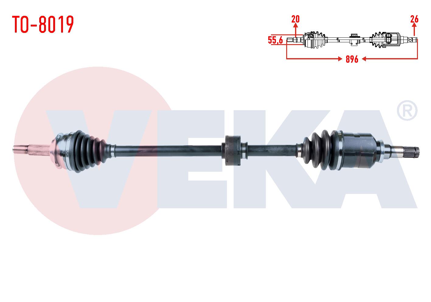 KOMPLE AKS SAG ON TOYOTA YARIS (P9) 1.4 D-4D M-T UZUNLUK 896mm 2006-2010