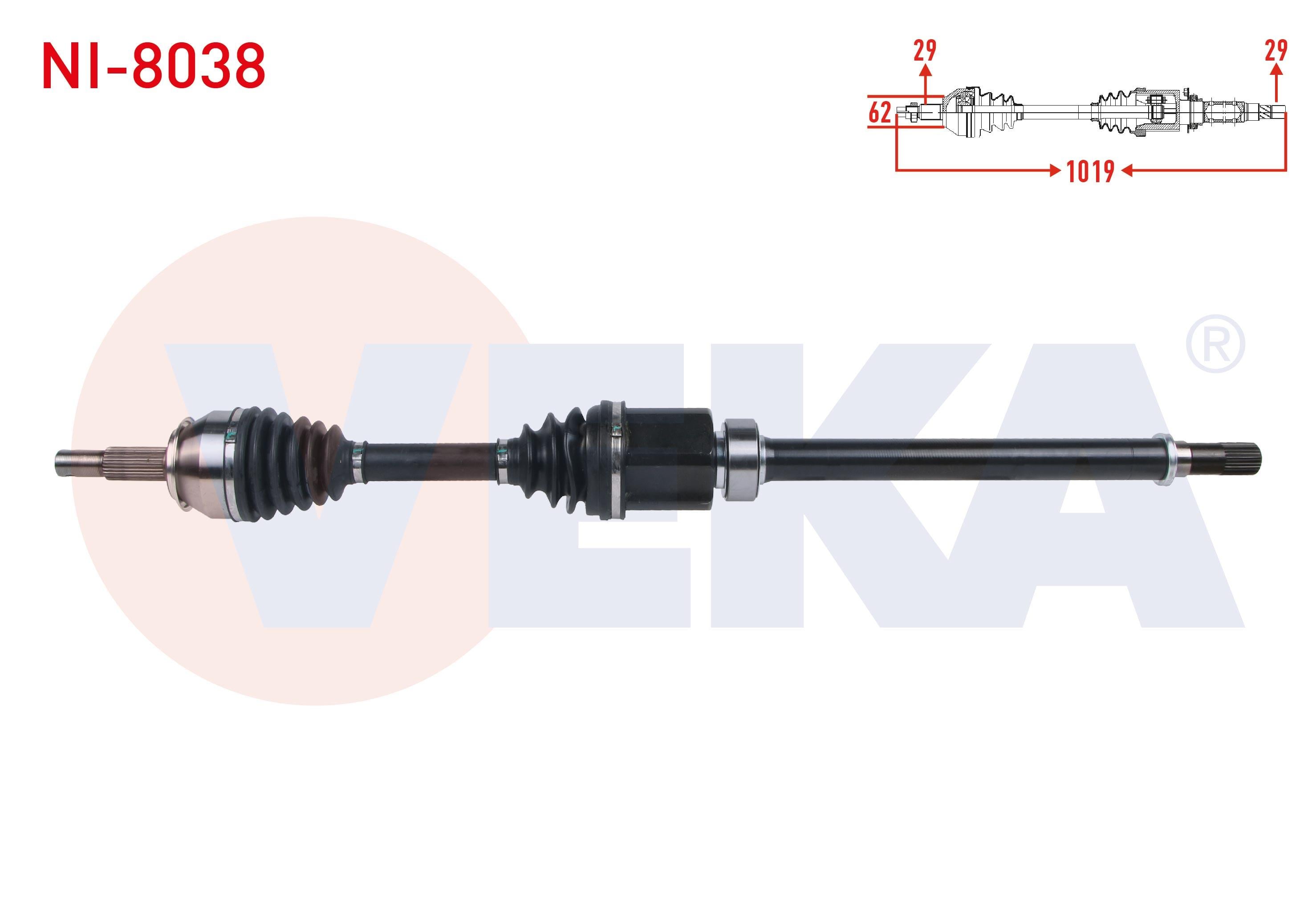 KOMPLE AKS SAG ON UZUNLUK 1019mm NISSAN QASHQAI (J11) 1.6 DCI 4X4 M-T 2014-/ RENAULT KADJAR 1.6 DCI M-T 2018-