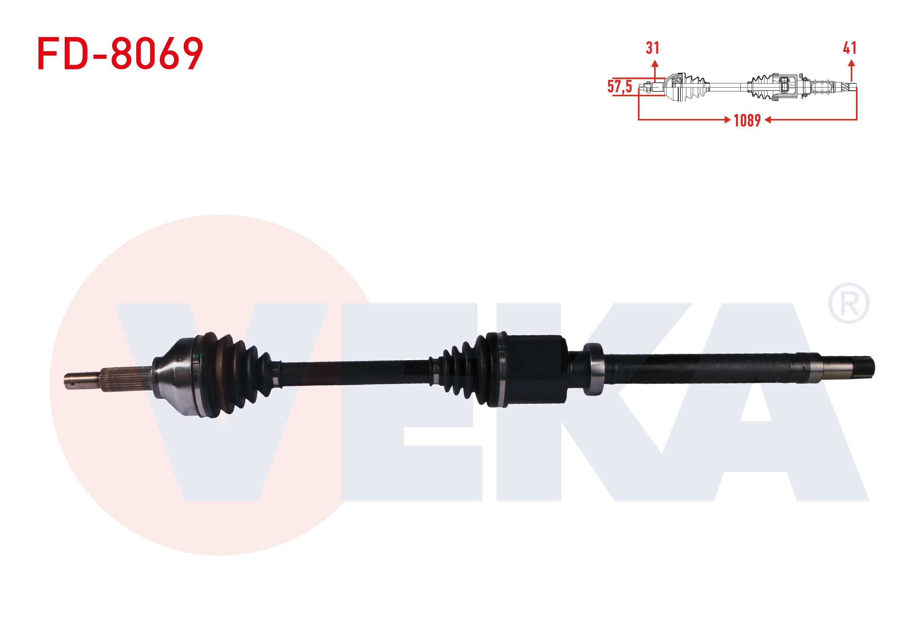 KOMPLE AKS SAG ON UZUNLUK 1089mm FORD TRANSIT CUSTOM (V362) UZUN SASE 2.2 TDCI - 2.0 TDCI 2012-
