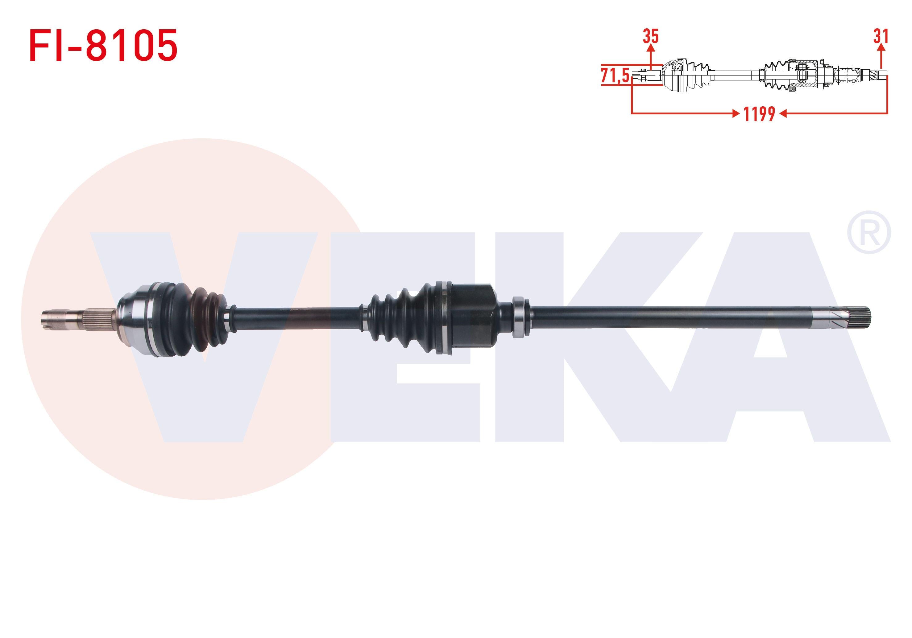 KOMPLE AKS SAG ON UZUNLUK 1199mm FIAT DUCATO 3.0 MJT A-T / M-T 2006-2014/ CITROEN JUMPER III 3.0 HDI A-T / M-T 2006-2014/ PEUGEOT BOXER III 3.0 HDI A-T / M-T 2006-2014
