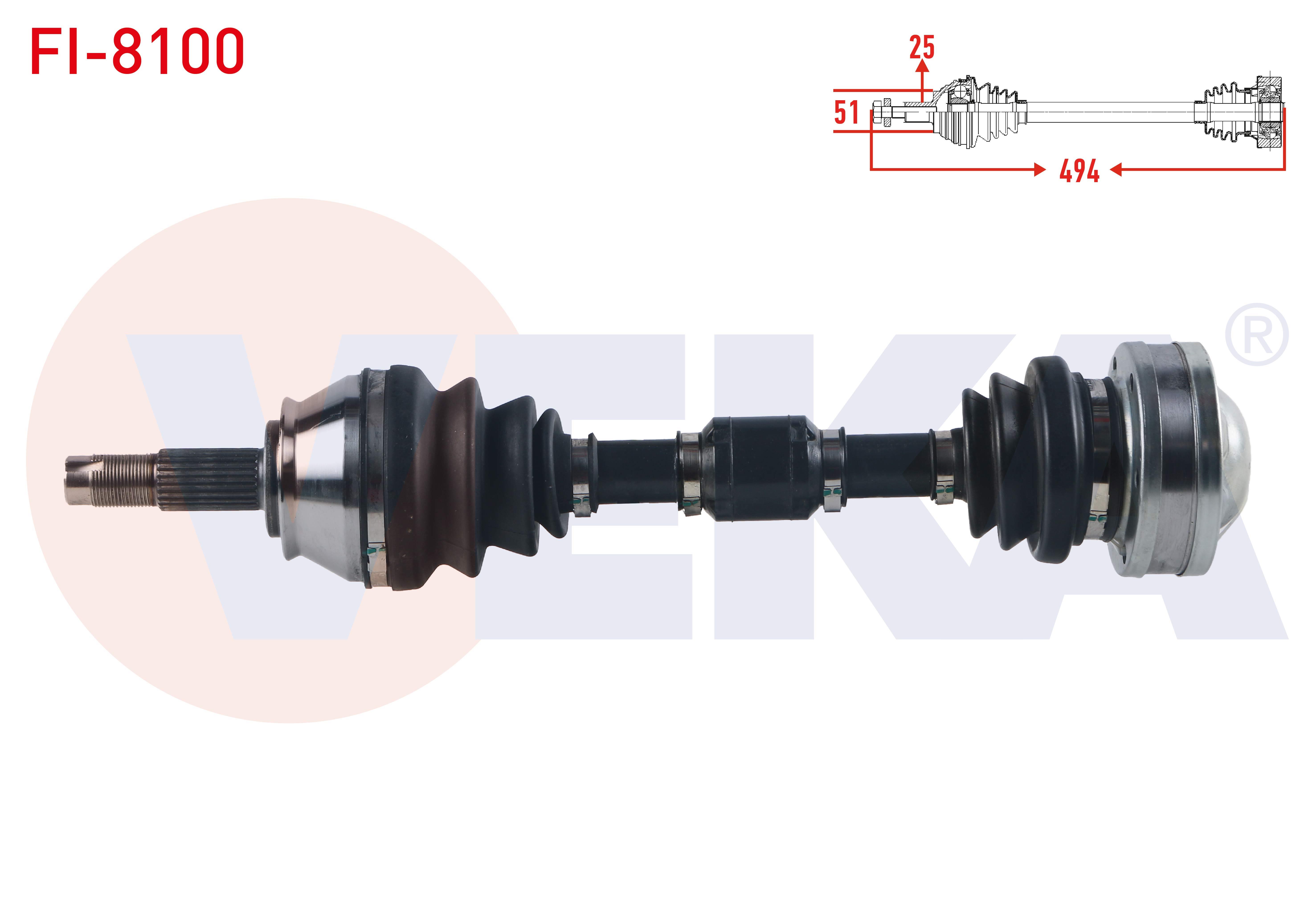 KOMPLE AKS SAG ON UZUNLUK 494mm FIAT PUNTO 1.3 JTD - 1.9 JTD 5 VITES M-T 99-09/ ALFA ROMEO 147 (937_) 1.6 16V T.SPARK - 1.9 JTD - 2.0 16V T.SPARK (937.AXA1A, 937.AXB1A, 937.BXB1A) 01-10