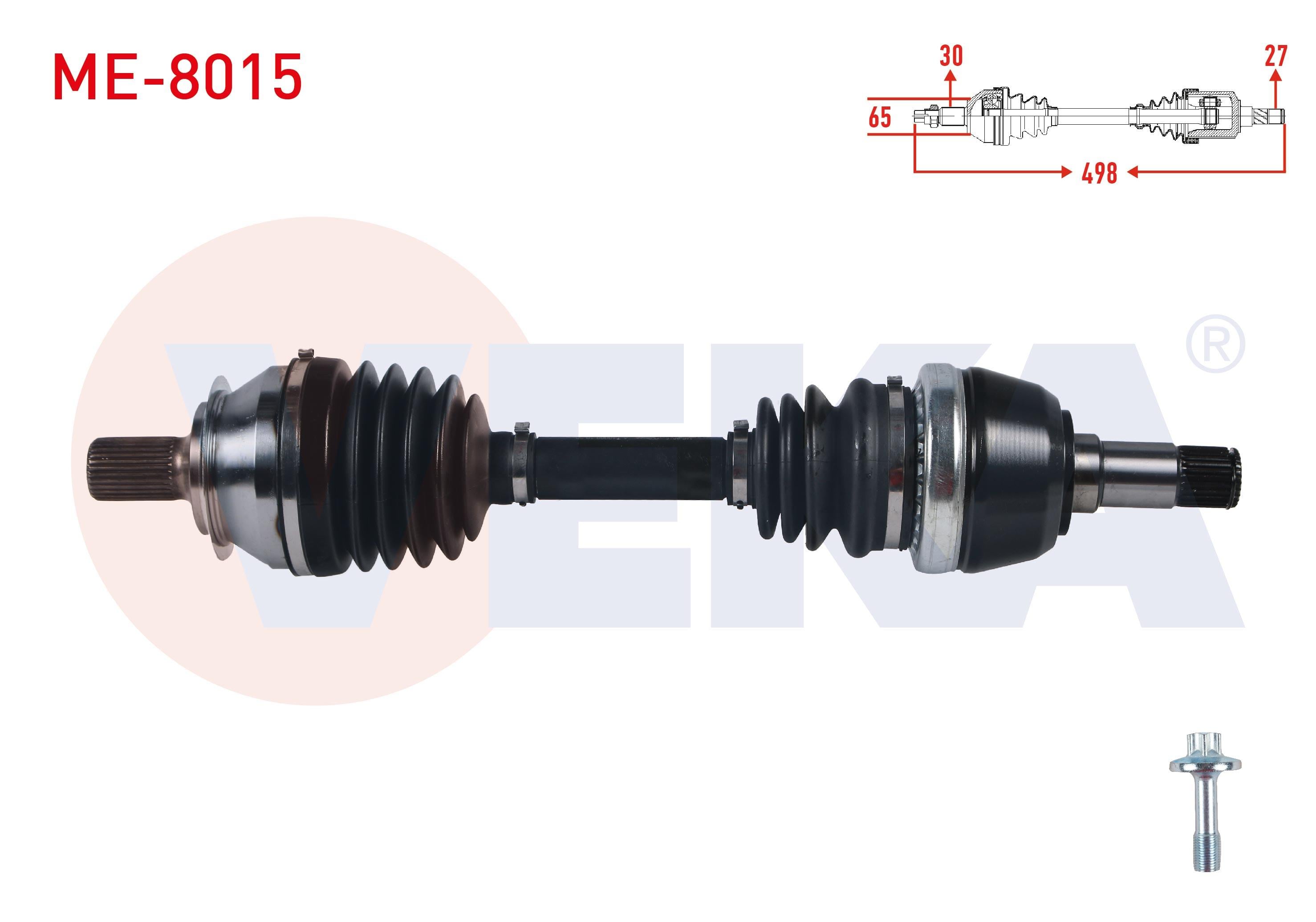 KOMPLE AKS SAG ON UZUNLUK 498mm MERCEDES A SERISI (W176) A80 CDI - A200 CDI - A200 2012- / B SERISI (W246) B180 - B180 CDI -B200 2011- / CLA COUPE (C117) CLA180 CDI - CLA 200 2013-