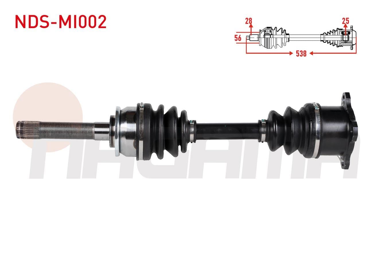 KOMPLE AKS SAG ON UZUNLUK 537,5mm MITSUBISHI L 200 (K7T,K6T) 2.5 TD 4X4 1996-2007/ PAJERO II (V3W,V2W,V4W) 2.5 TD 1990-1999