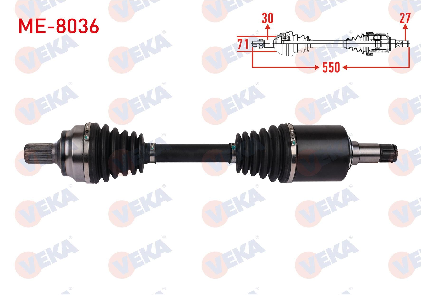 KOMPLE AKS SAG ON UZUNLUK 550mm MERCEDES GLK-SERISI (X204) 350 CDI 2012-2015