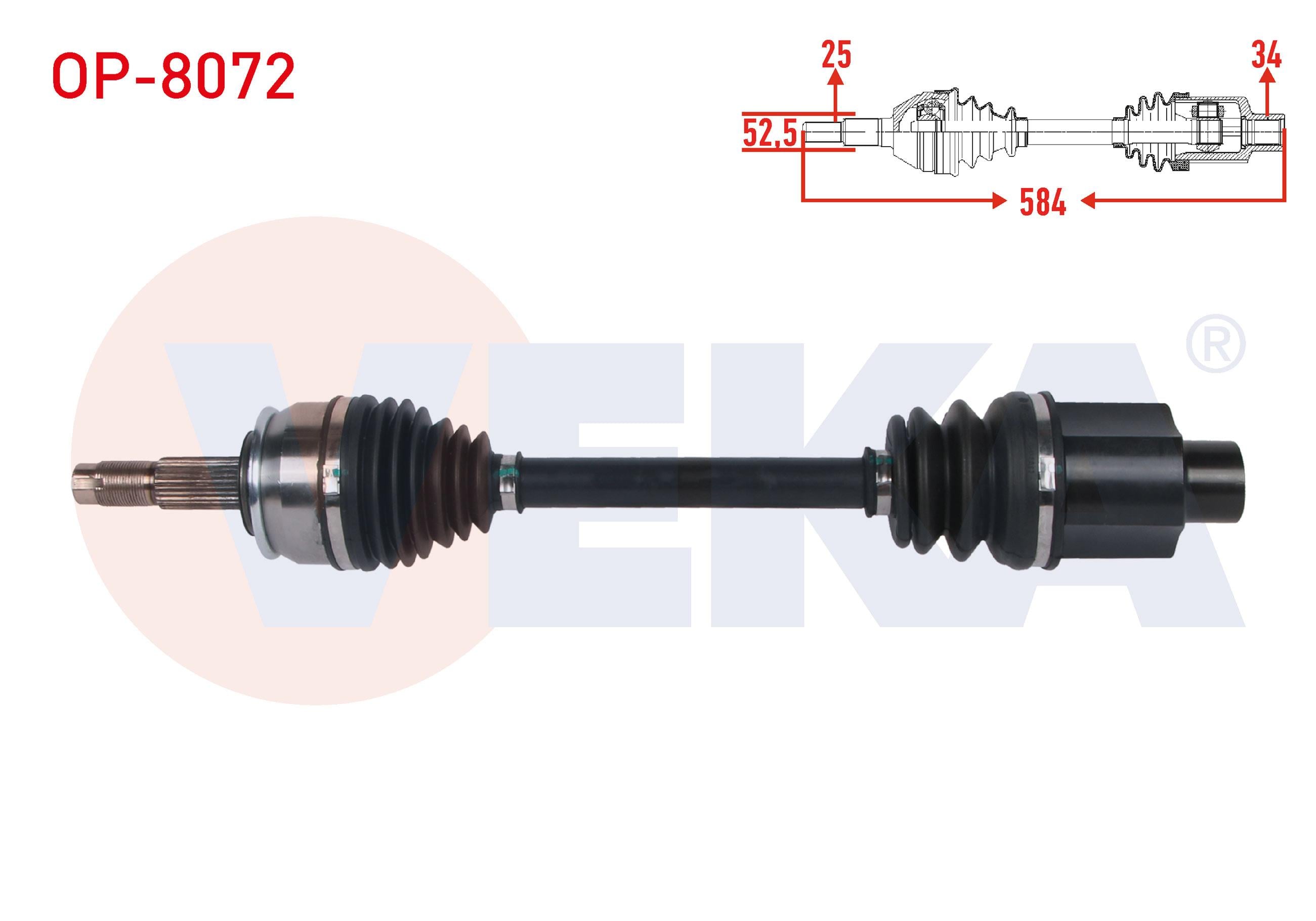 KOMPLE AKS SAG ON UZUNLUK 584mm OPEL MOKKA 1.6 M-T 2012- / CHEVROLET TRAX 1.6 M-T 2012-