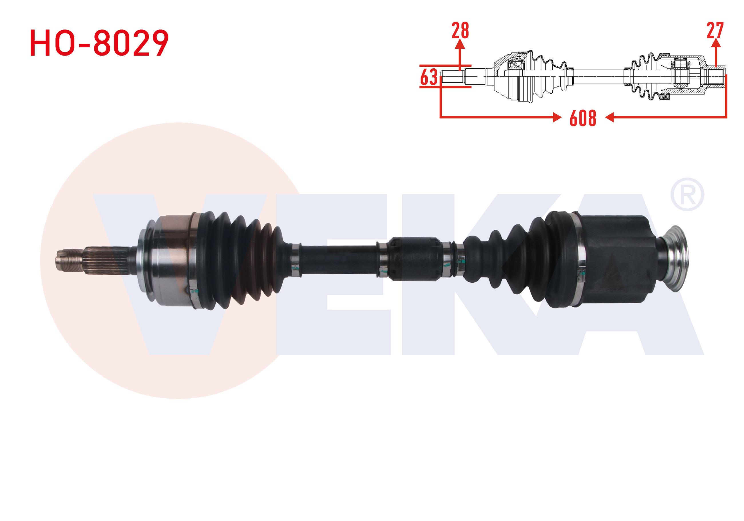 KOMPLE AKS SAG ON UZUNLUK 608mm HONDA CIVIC X (FC) 1.5 VTEC 6 M-T 2017-
