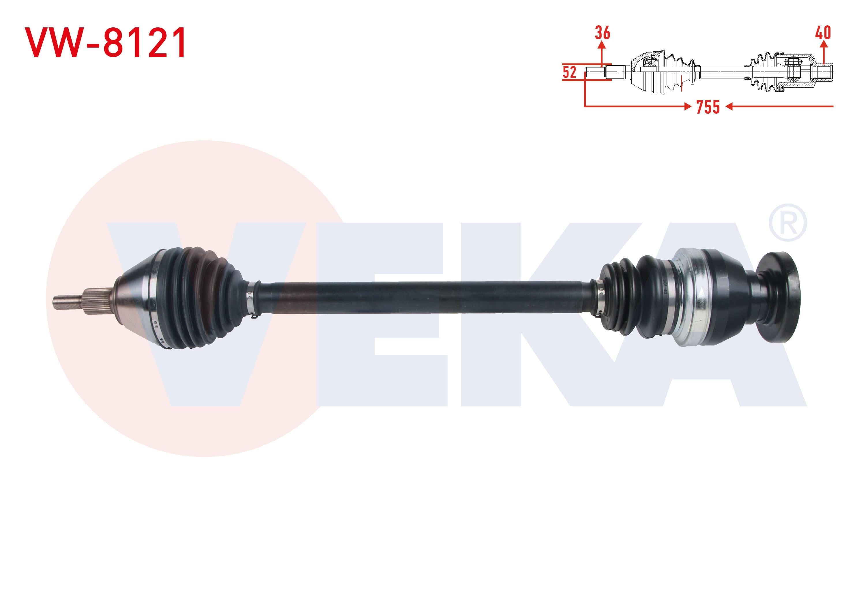 KOMPLE AKS SAG ON UZUNLUK 755mm VW POLO (6R) 1.4 TDI A-T 2014- / SEAT IBIZA IV (6J5) 1.4 TDI A-T 2005-2017 / SKODA FABIA (NJ3) 1.4 TDI A-T 2014- / RAPID 1.4 TDI A-T 2015-2019