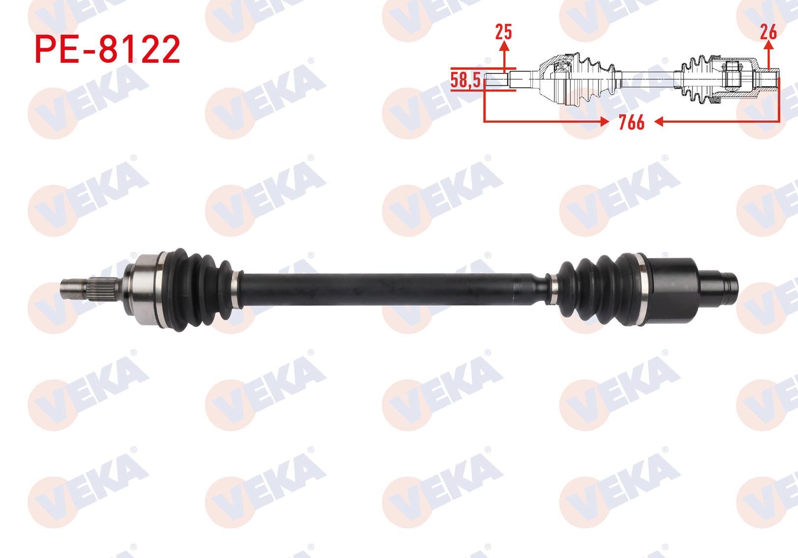 KOMPLE AKS SAG ON UZUNLUK 766mm PEUGEOT 207 1.6 VTi 2007-2012 / 2008 1.6 VTi 2013-