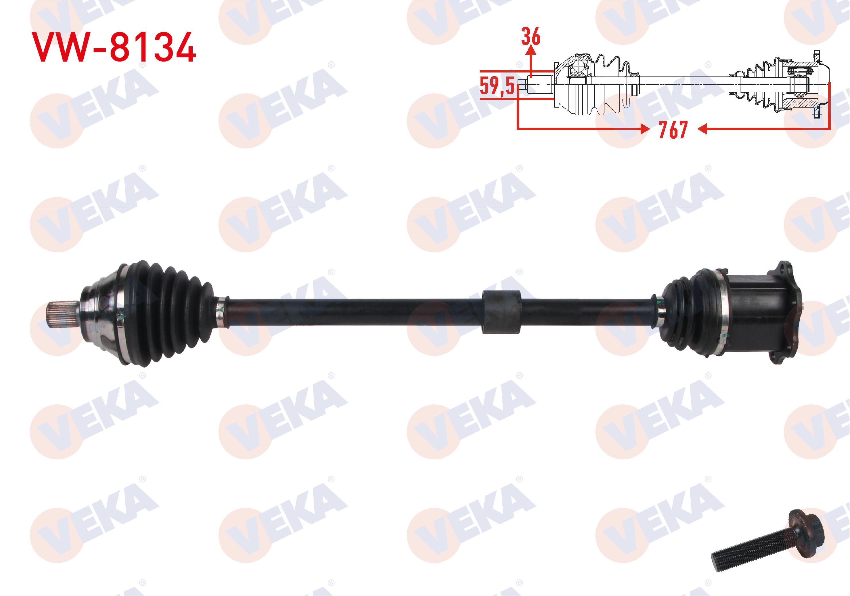 KOMPLE AKS SAG ON UZUNLUK 767mm VW GOLF VIII (CD1) 1.0 TSI 2020-/ AUDI Q2 (GAB) 1.0 TFSI / SEAT LEON SC (5F5) 1.0 TSI 2015-2018