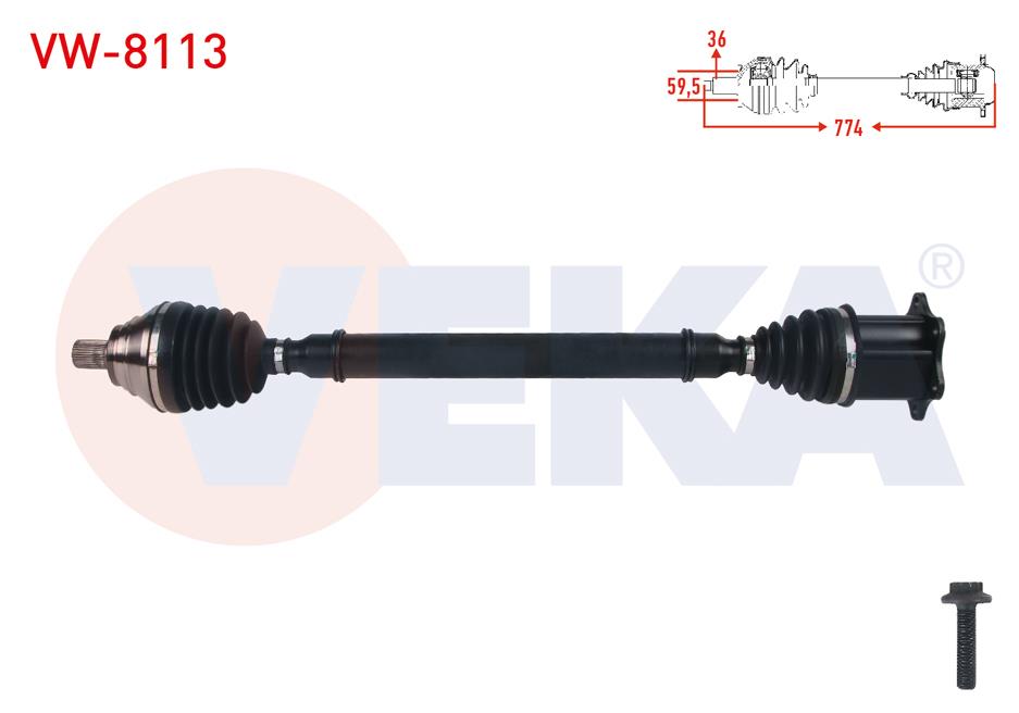 KOMPLE AKS SAG ON UZUNLUK 774mm VOLKSWAGEN PASSAT (3G2) 2.0 TDI A-T 2014-/ SKODA SUPERB (3V3) 2.0 TDI A-T 2015-