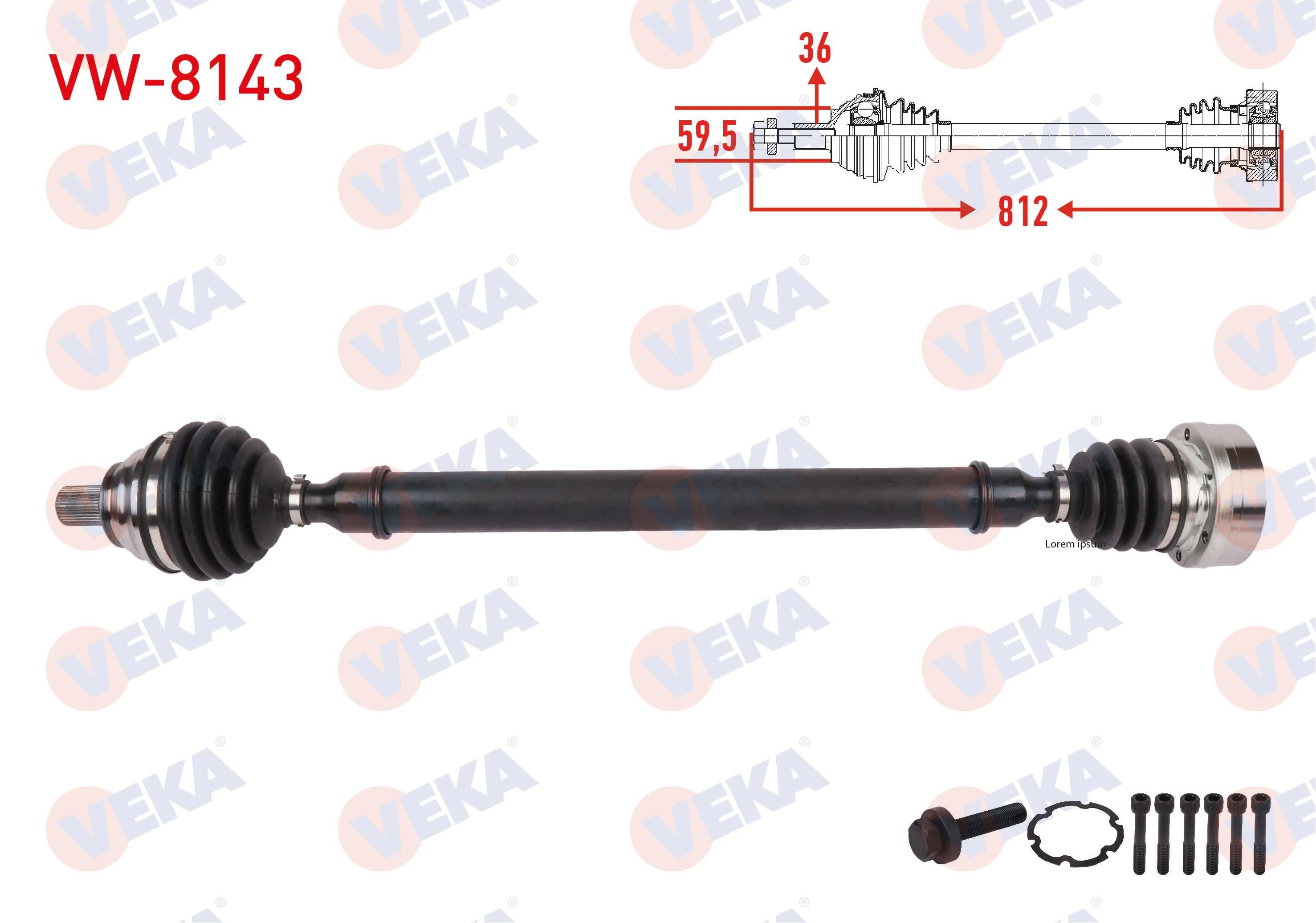 KOMPLE AKS SAG ON UZUNLUK 812mm VOLKSWAGEN JETTA IV 1.2 TSI 6MT 2014-2017 / BEETLE 1.2 TSI 6MT 2011-2019