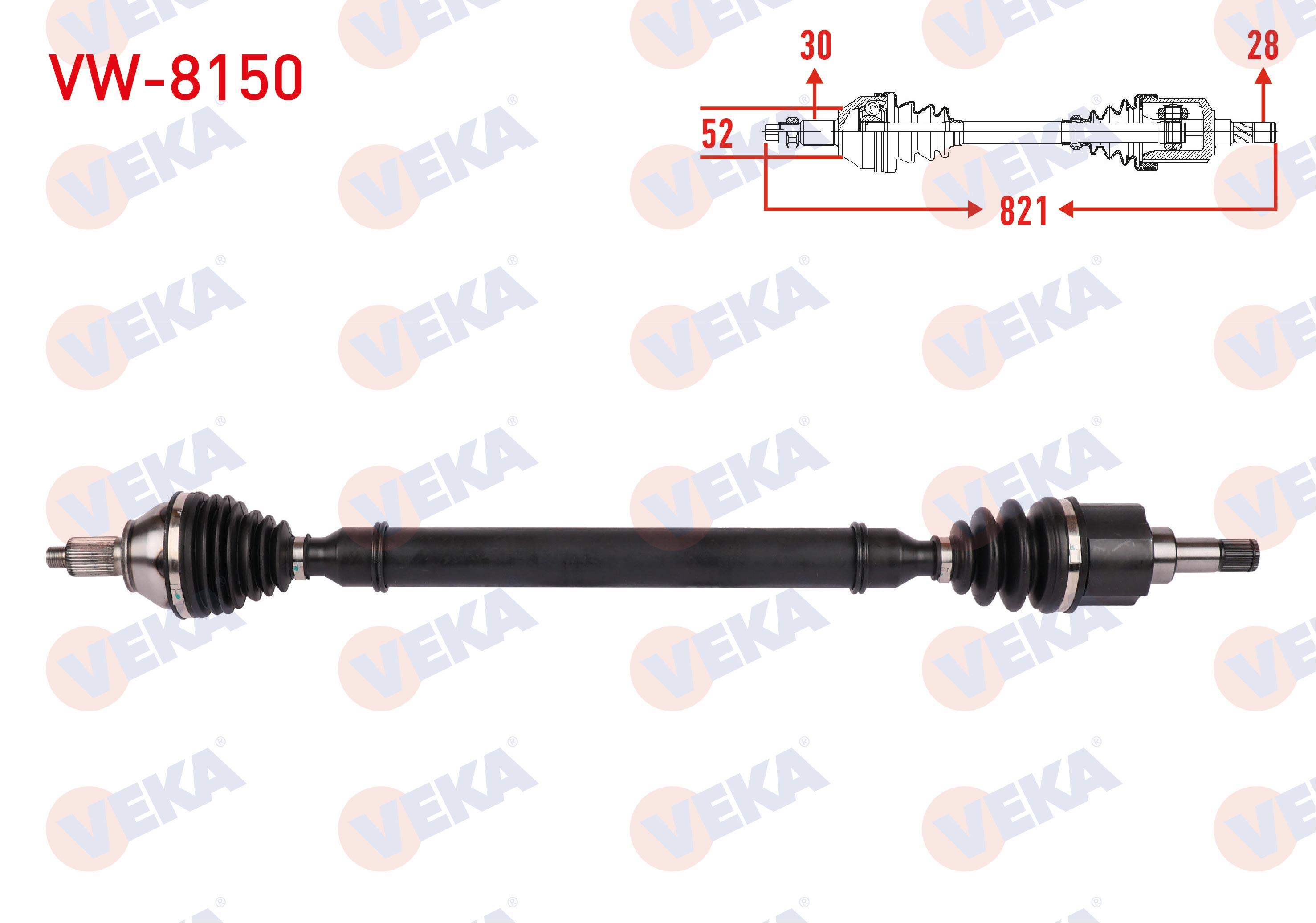 KOMPLE AKS SAG ON UZUNLUK 821mm VOLKSWAGEN POLO 1.4 - 1.6 M-T 2006-2009 / SKODA FABIA 1.6 M-T 2007-2014 / SEAT IBIZA 1.6 M-T 2006-2009