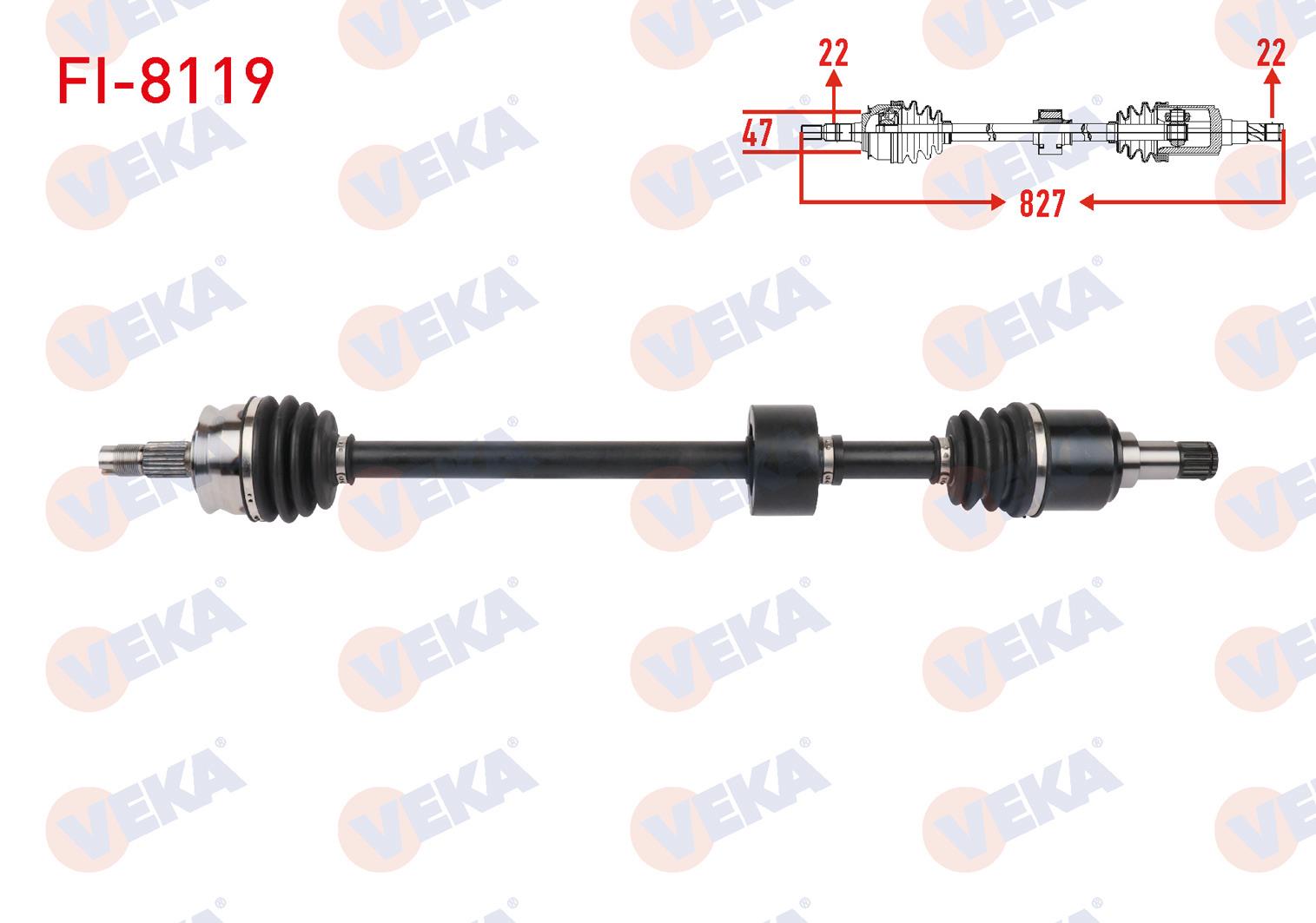 KOMPLE AKS SAG ON UZUNLUK 827mm FIAT PANDA 1.2 2003-