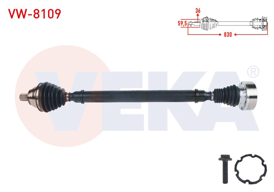 KOMPLE AKS SAG ON UZUNLUK 830mm VOLKSWAGEN PASSAT (3G2) 1.4 TSI M-T 2014-/ SKODA SUPERB (3V3) 1.4 TSI M-T 2015-