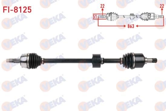KOMPLE AKS SAG ON UZUNLUK 863mm FIAT IDEA 1.4 16V 2005-