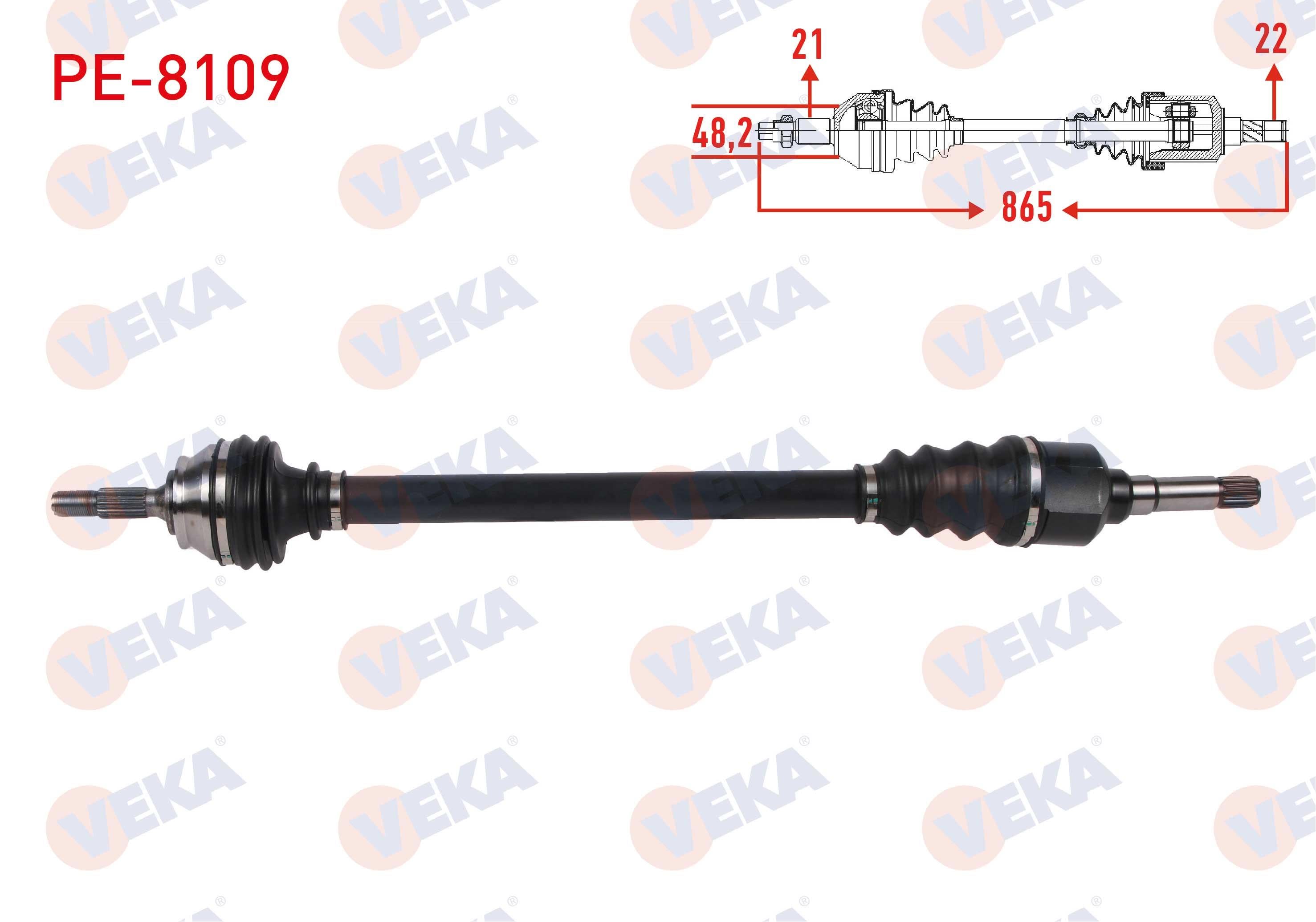 KOMPLE AKS SAG ON UZUNLUK 865mm PEUGEOT 2008 I 1.2 M-T 2005-/ CITROEN C3 III 1.2 M-T 2016-/ C4 CACTUS 1.2 M-T 2014-