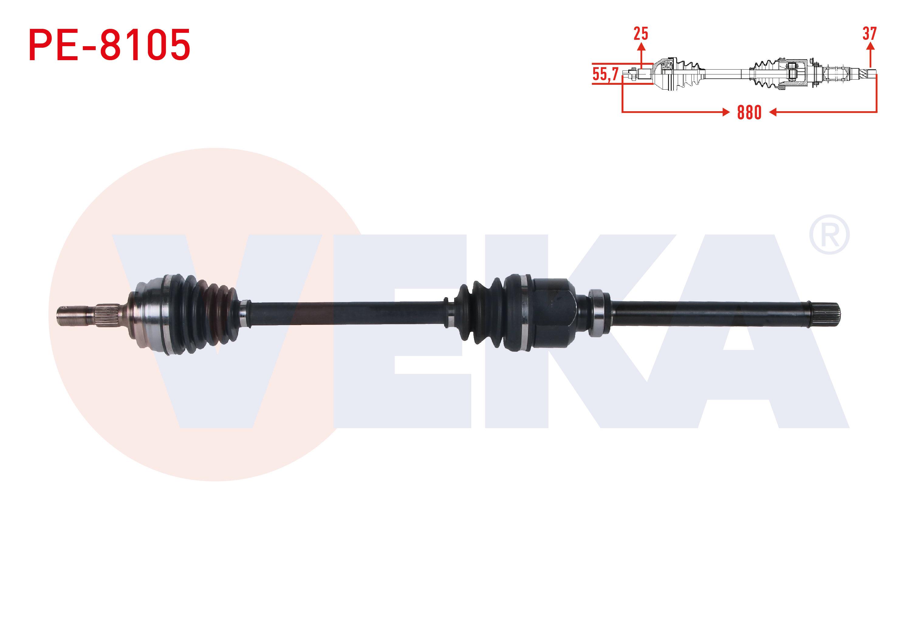 KOMPLE AKS SAG ON UZUNLUK 880mm PEUGEOT 208 II 1.2 - 1.5 BlueHDI A-T 2019-/ OPEL CORSA F 1.2 - 1.5 D A-T 2019-