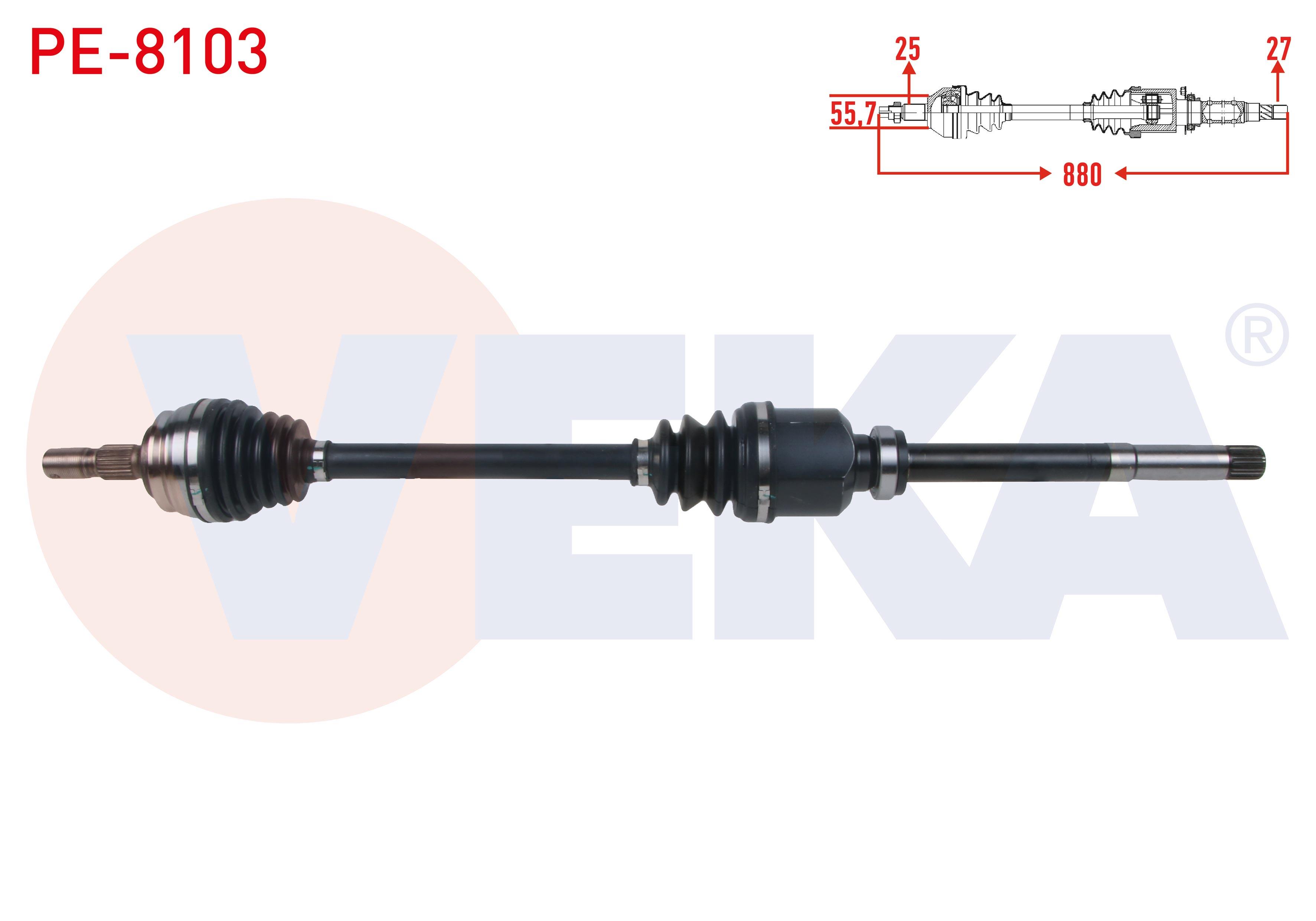 KOMPLE AKS SAG ON UZUNLUK 880mm PEUGEOT 208 II 1.2 M-T 6 VITES 2019-/ OPEL CORSA F 1.2 - 1.5 D M-T 6 VITES 2019-