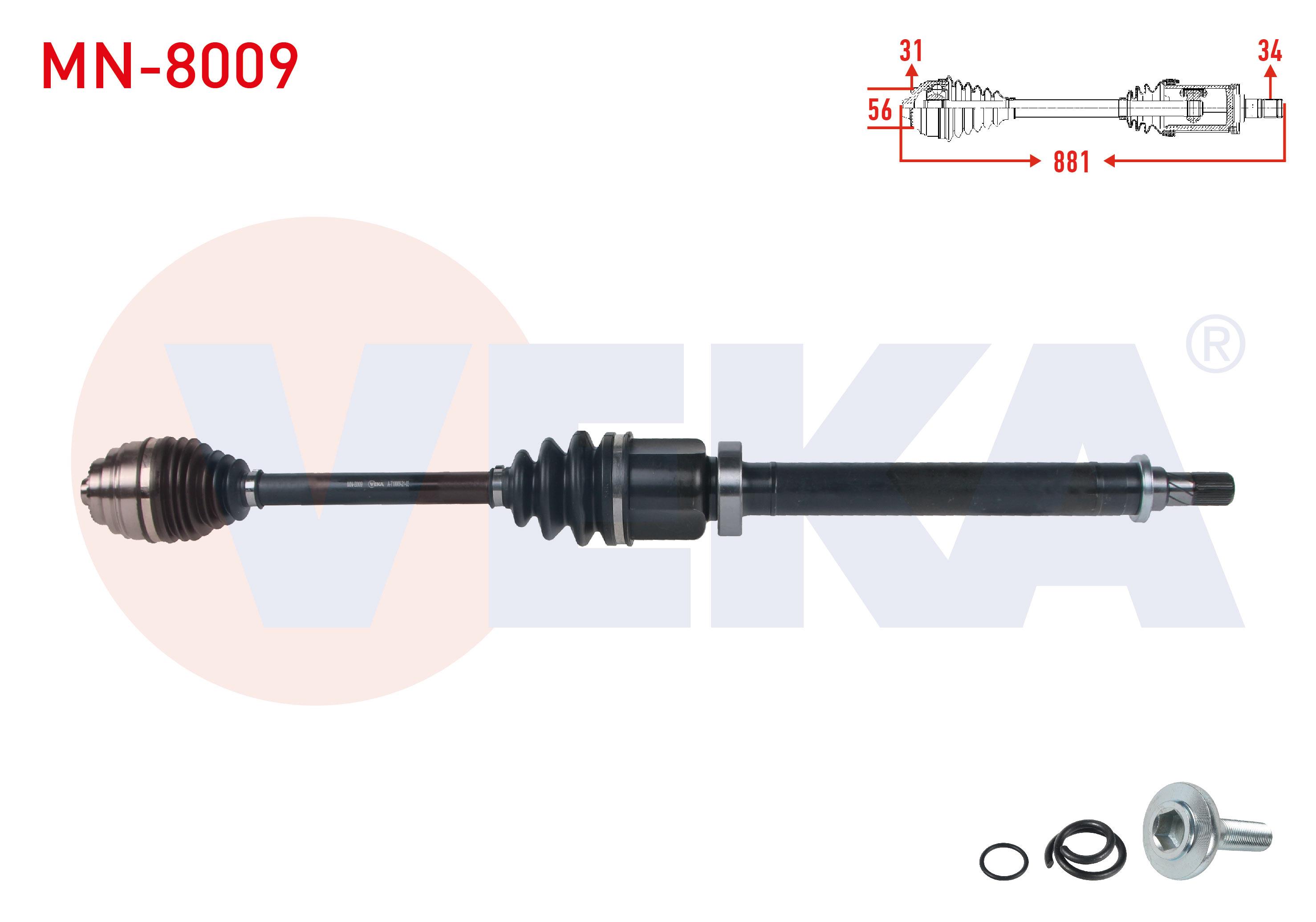 KOMPLE AKS SAG ON UZUNLUK 881mm MINI COOPER ( F55-F56 ) 1.5 M-T 6 VITES 2013-