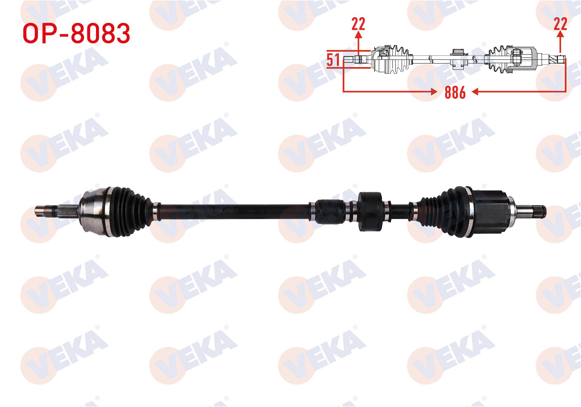 KOMPLE AKS SAG ON UZUNLUK 886mm OPEL CORSA E 1.4 6 A-T 2014-