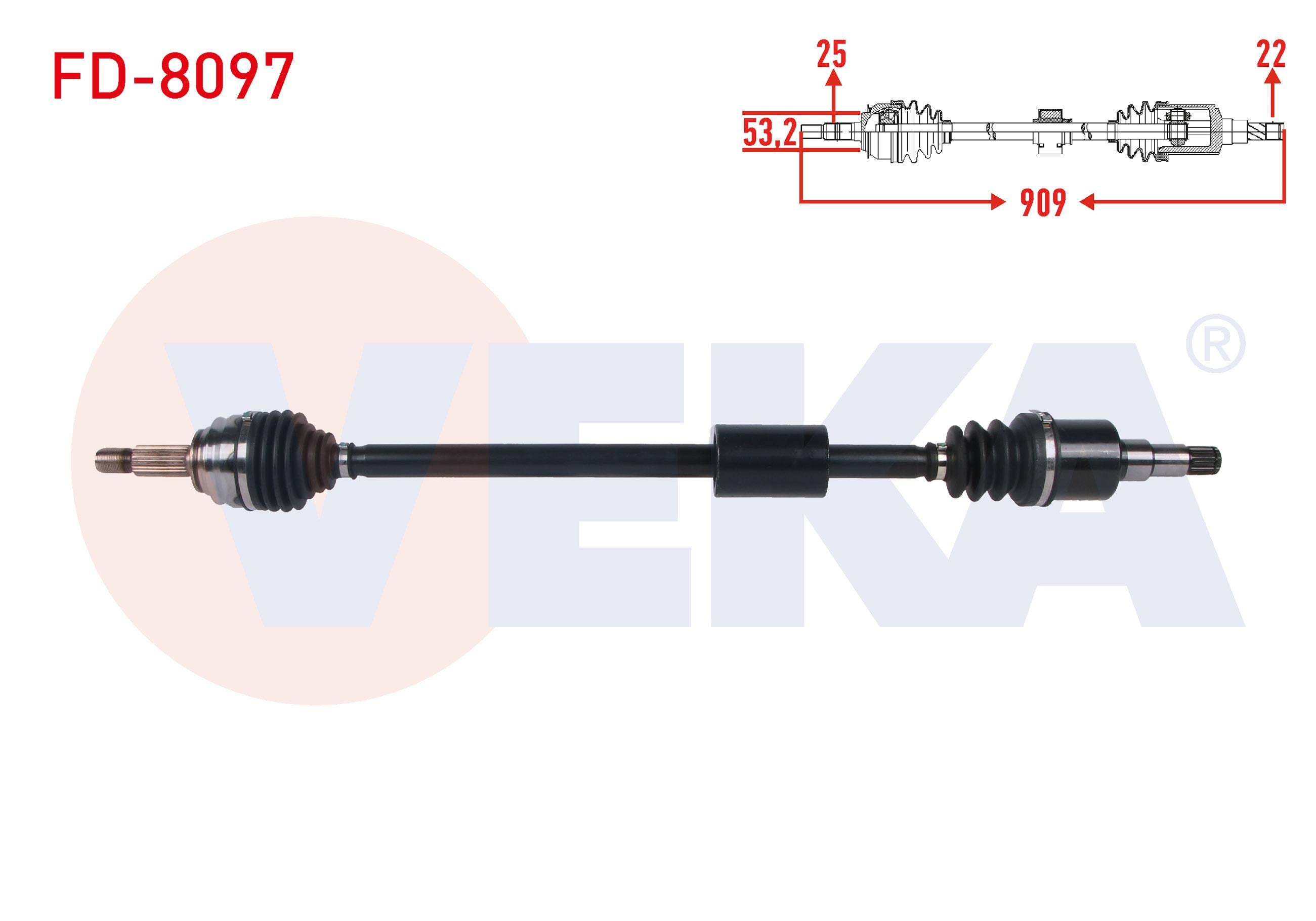 KOMPLE AKS SAG ON UZUNLUK 909mm FORD FIESTA VII 1.0 EcoBoost A-T 2017-