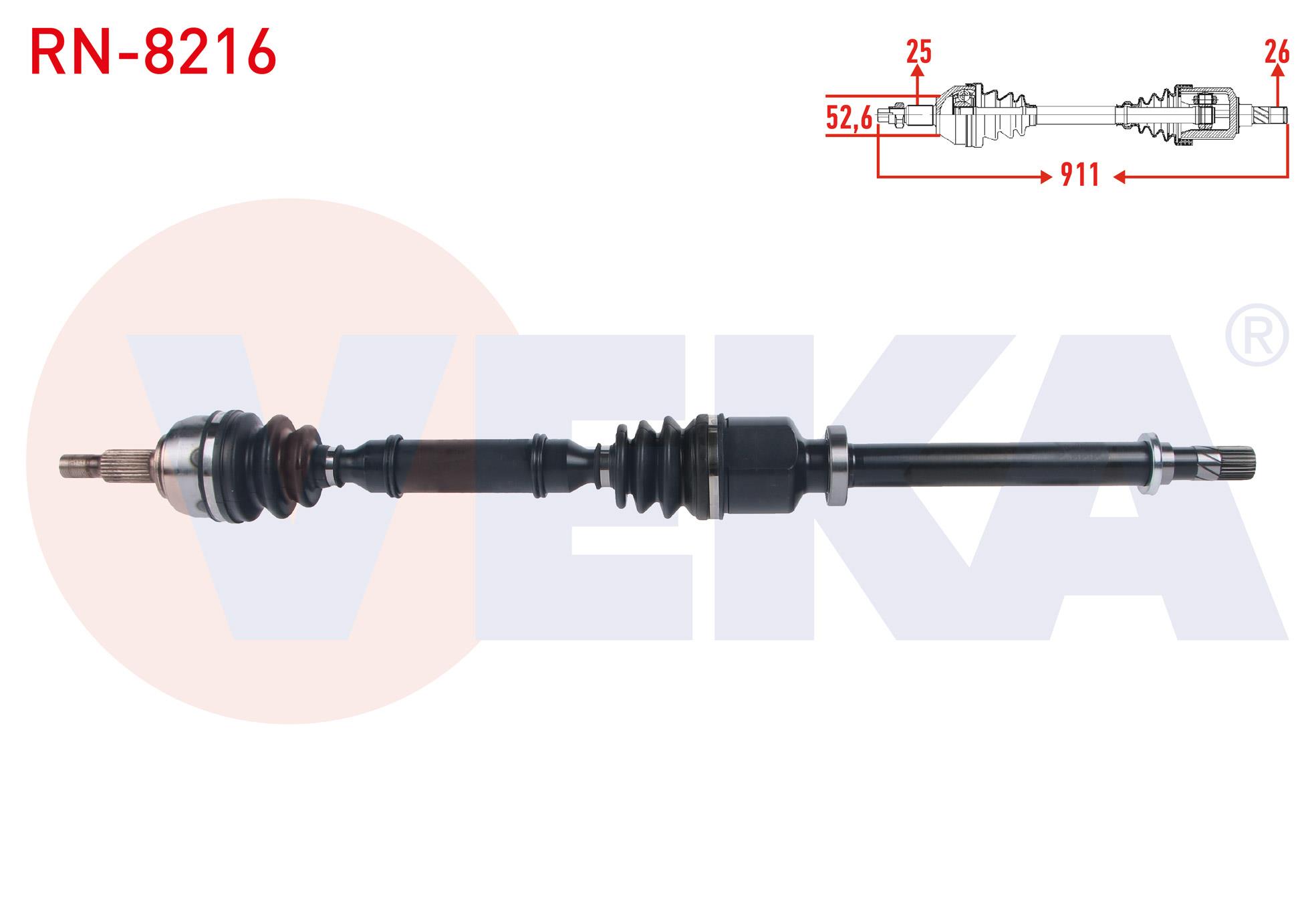 KOMPLE AKS SAG ON UZUNLUK 911mm RENAULT SCENIC II 1.6i 16v - 1.5 DCI M-T 2003-2009/ GRAND SCENIC II 1.6i 16v M-T 2004-2009