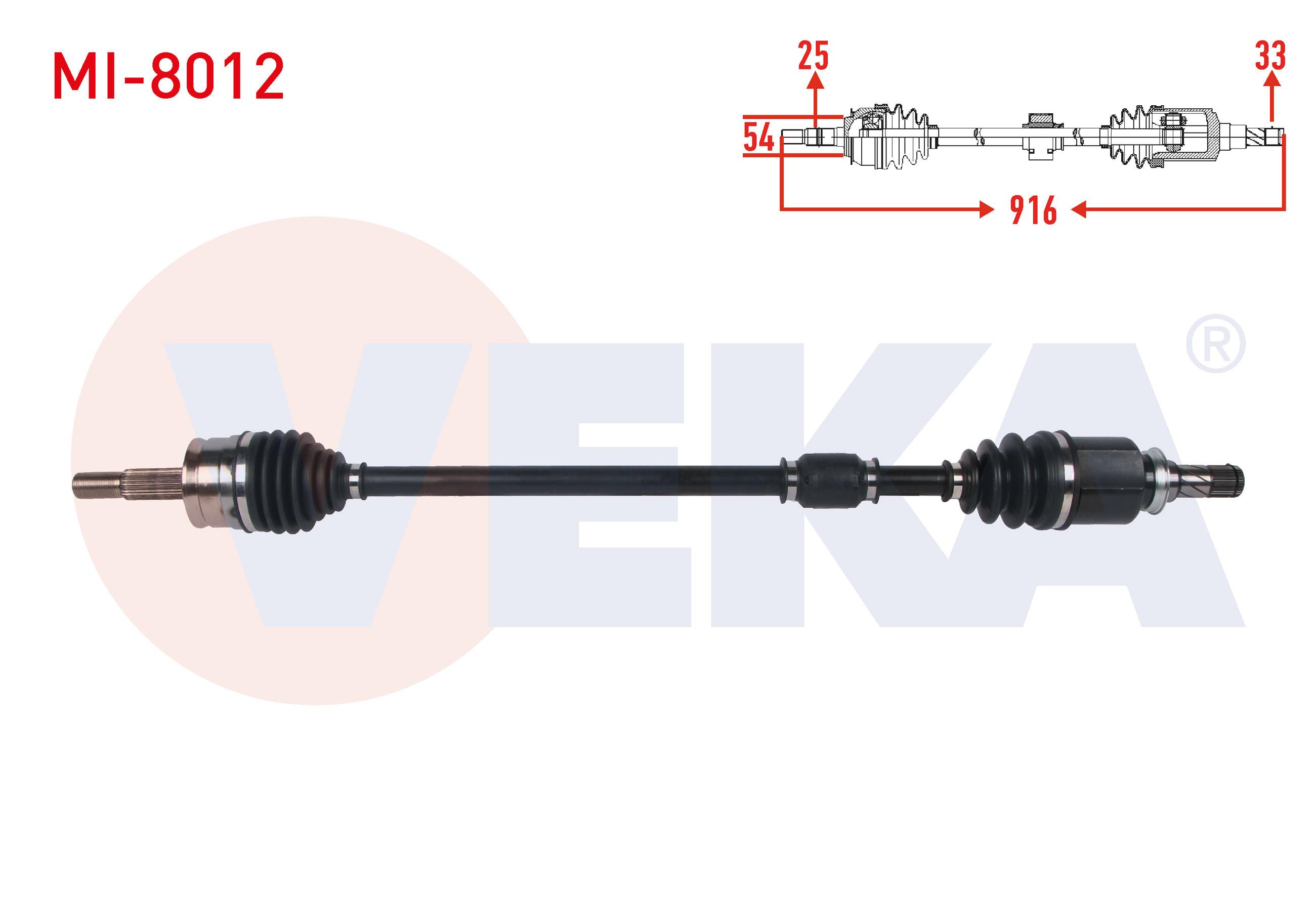 KOMPLE AKS SAG ON UZUNLUK 916mm MITSUBISHI COLT VI 1.3 M-T 2002-2012 / SMART FORFOUR 1.1  2004-2006