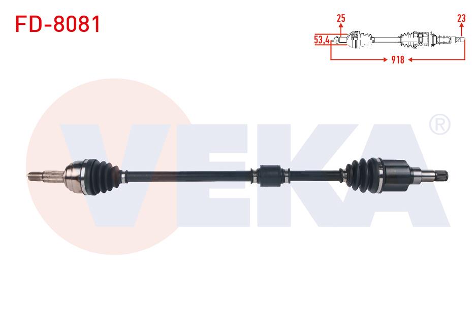 KOMPLE AKS SAG ON UZUNLUK 918 mm FORD TOURNEO COURIER 1.5 TDCI M-T 2018-