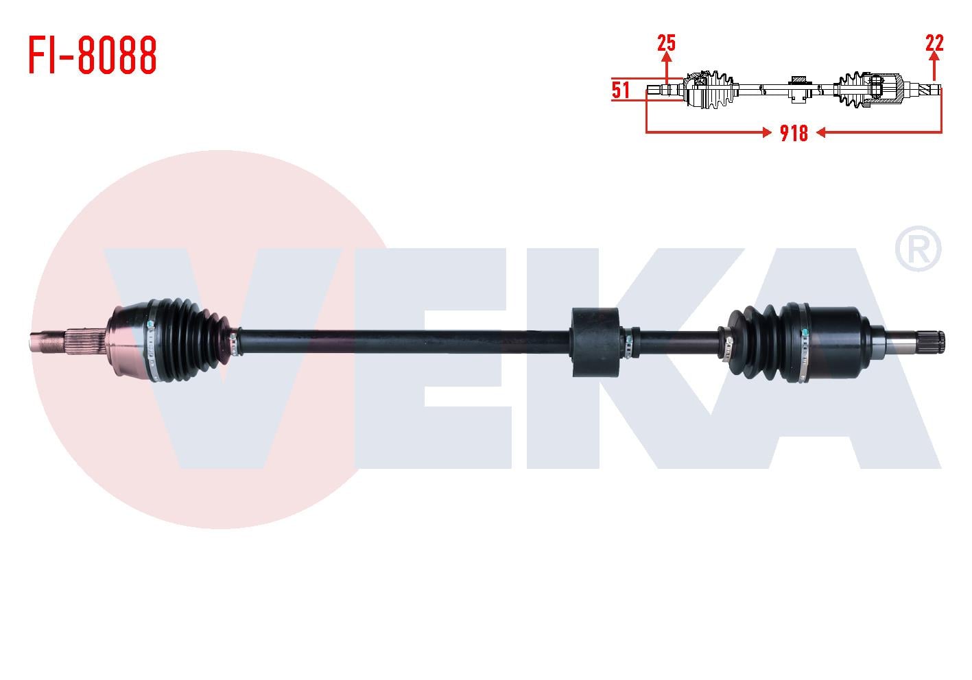 KOMPLE AKS SAG ON UZUNLUK 918mm FIAT EGEA 1.4 16v M-T 2015- / DOBLO 1.4 16v M-T 2010-