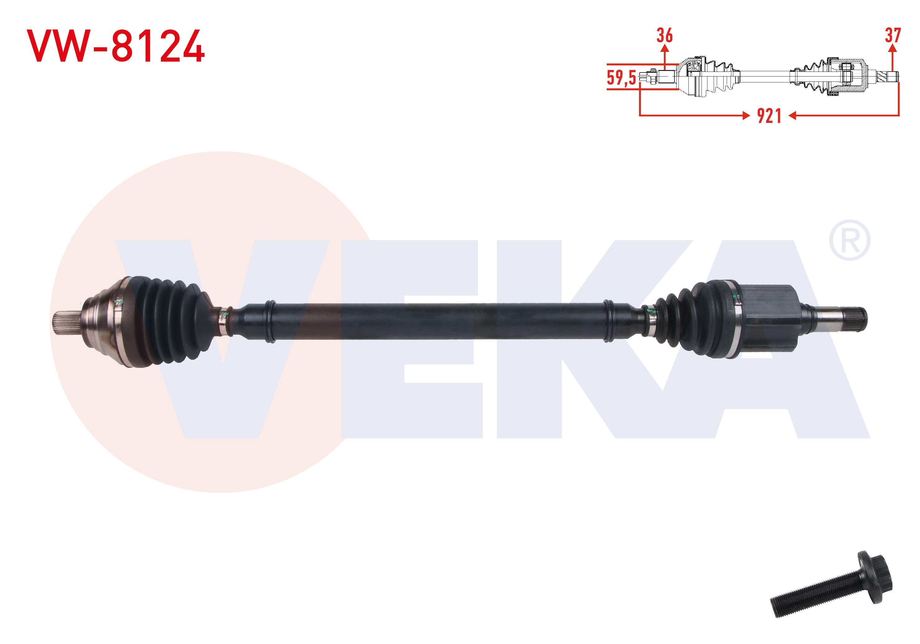 KOMPLE AKS SAG ON UZUNLUK 921mm VOLKSWAGEN PASSAT (3G2) 2014- CADDY V (SK) 2021- TIGUAN (AD1) 2016 - ARTEON (3H7) 2.0 TSI A-T 2017- / AUDI Q3 (F3B) 2.0 TDI A-T 2018- / AUDI Q3 (F3B) 2.0 TDI A-T 2018-