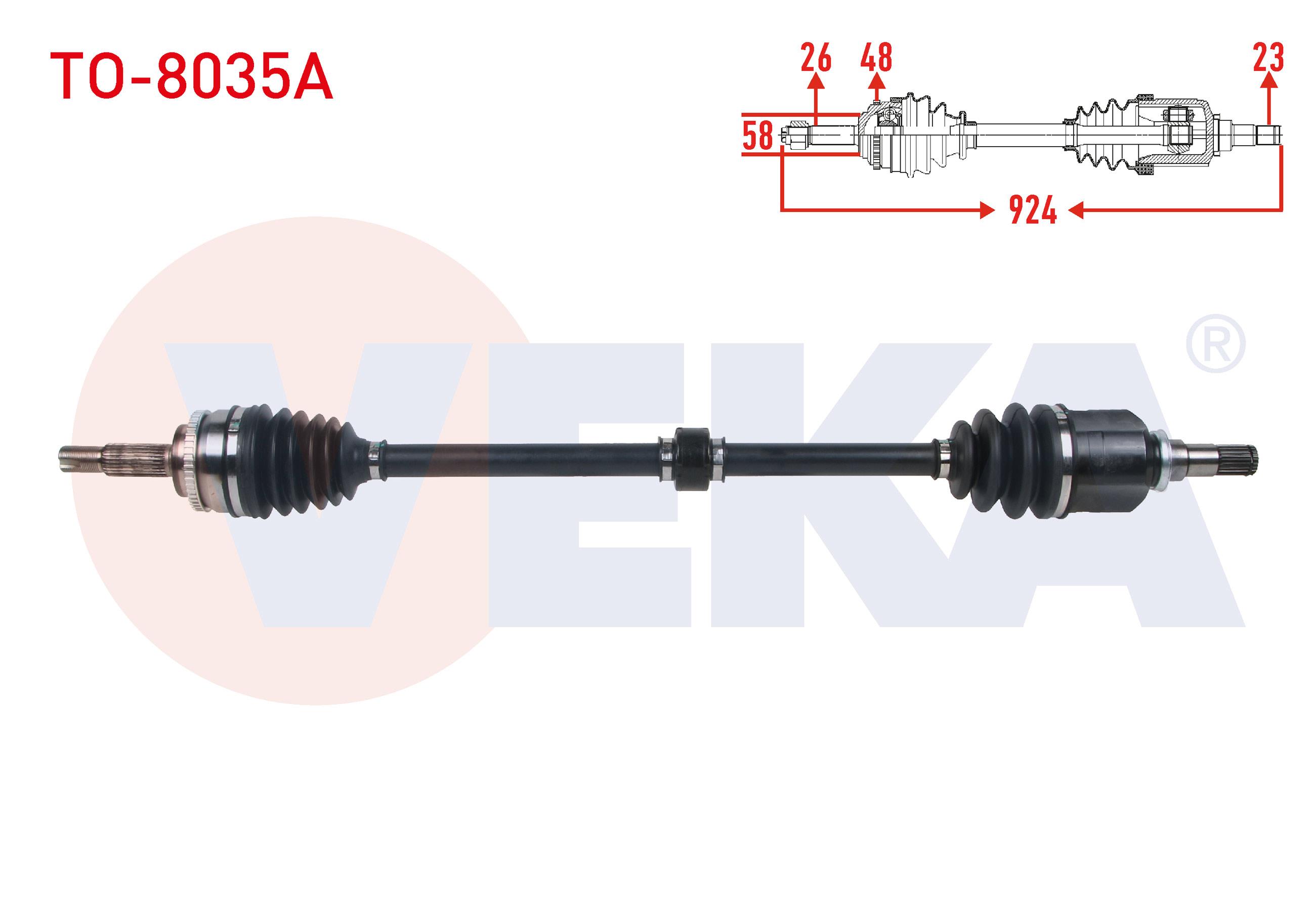 KOMPLE AKS SAG ON UZUNLUK 924mm ABSLI 48 DIS TOYOTA AVENSIS 1.6 VVT-I 2000-2008